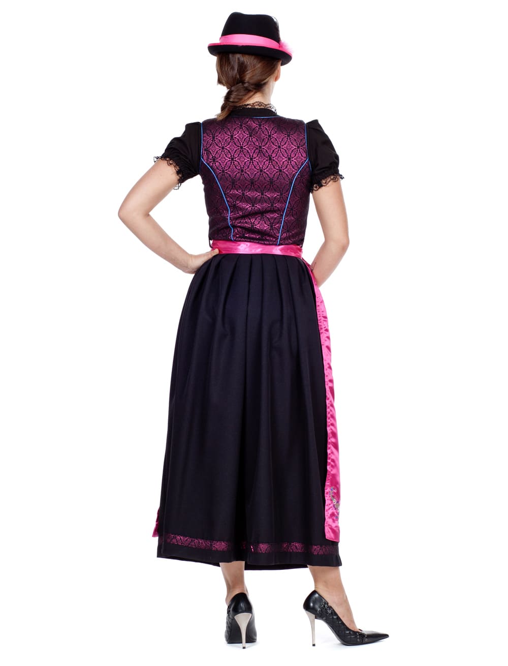 Dirndl lang pink/blau 38