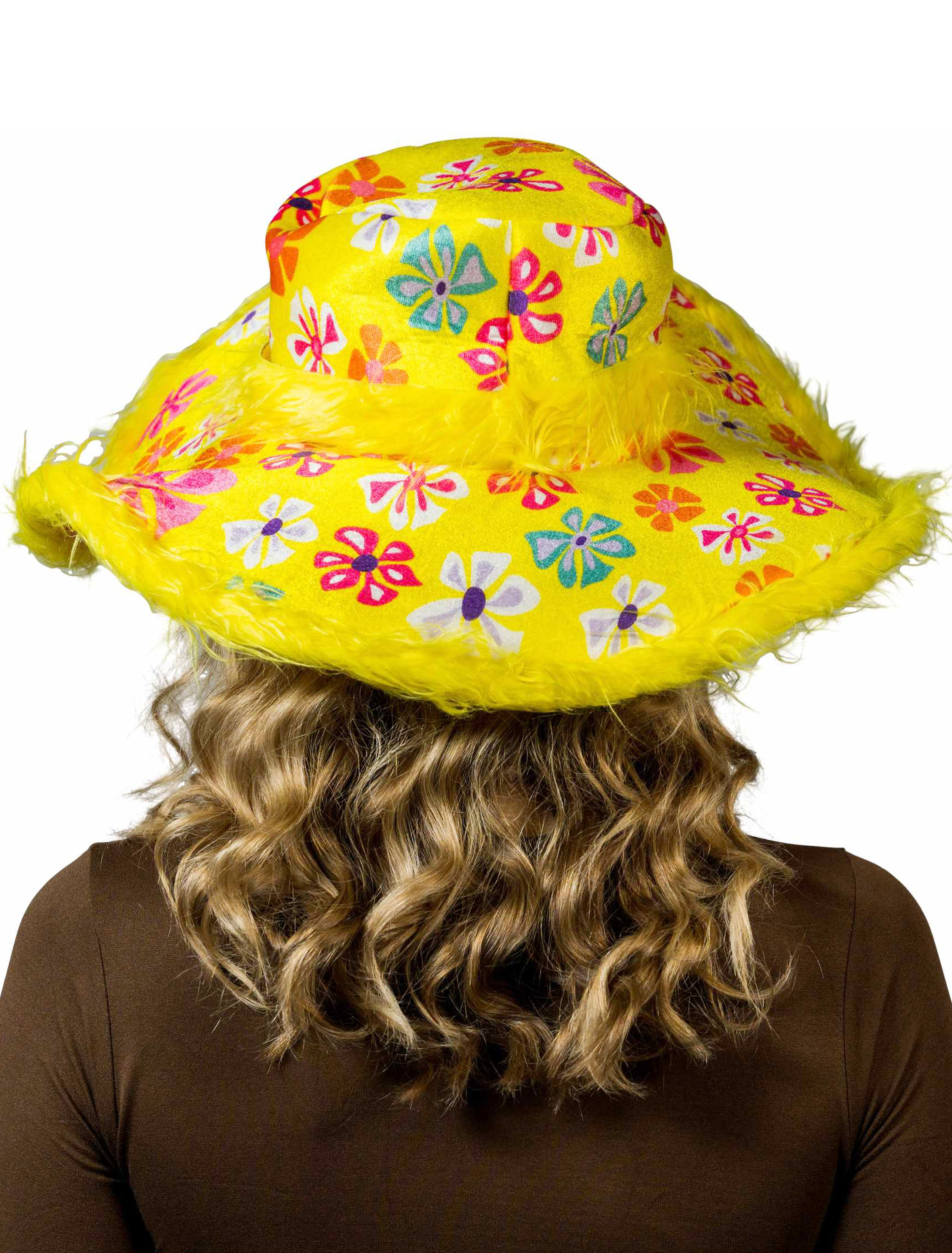 Hut Hippie Blumen gelb one size