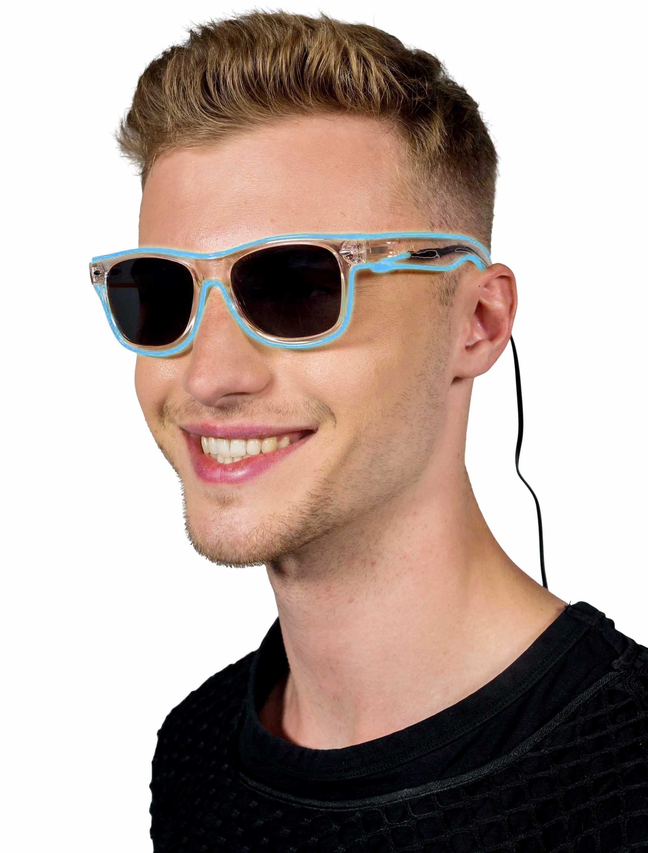 LED Brille neonblau