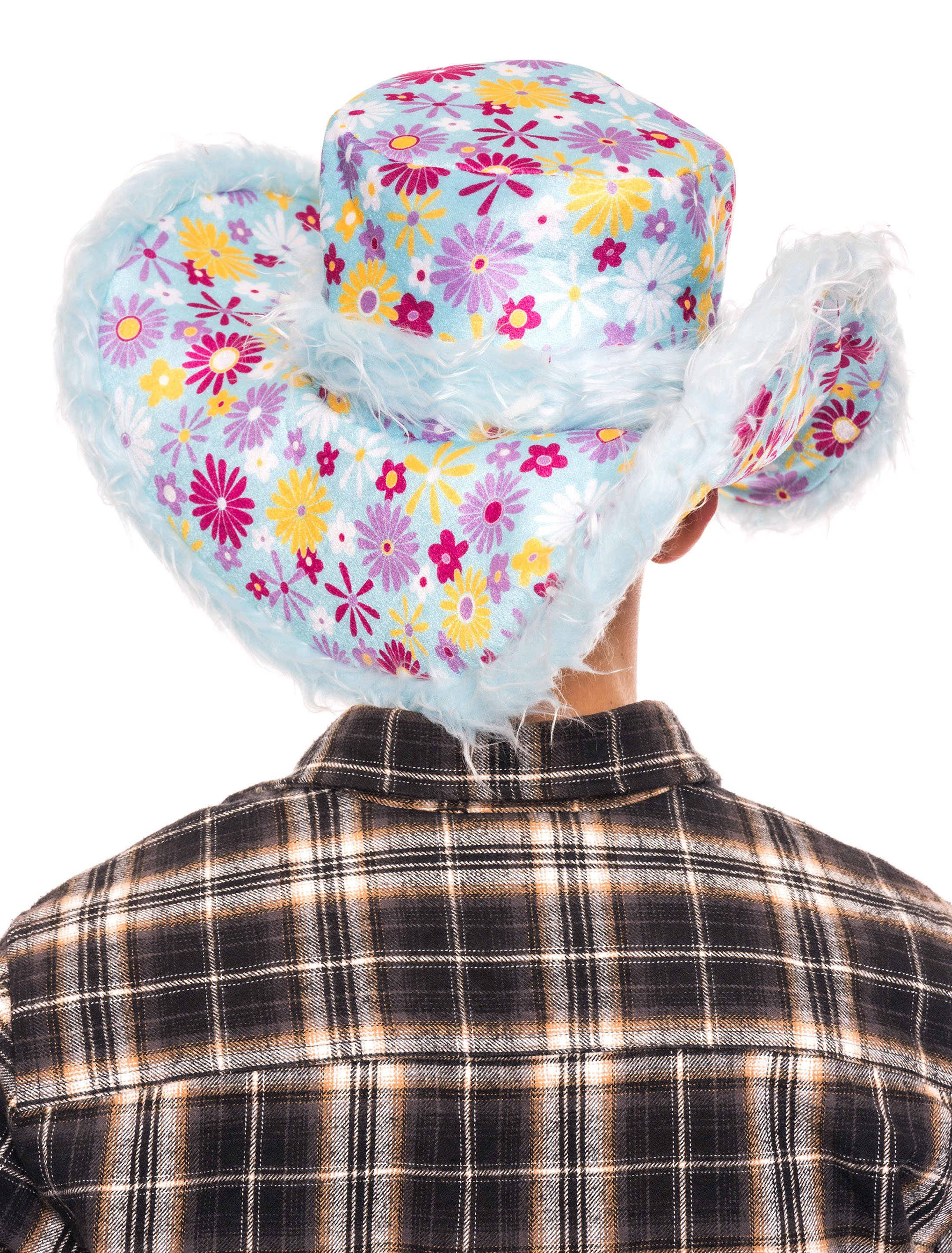 Hut Hippie Blumen blau one size