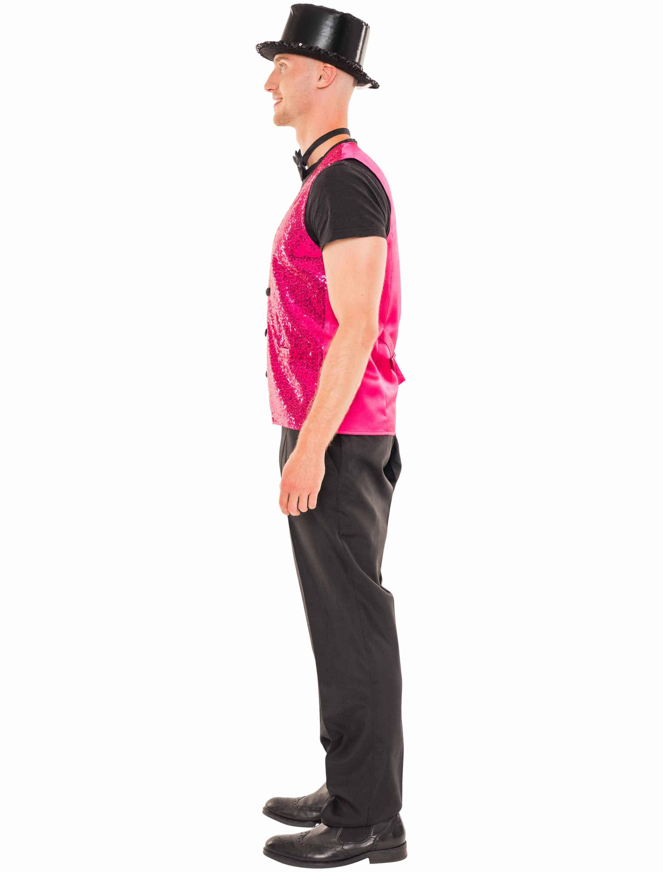 Weste Pailletten de luxe Herren pink S/M