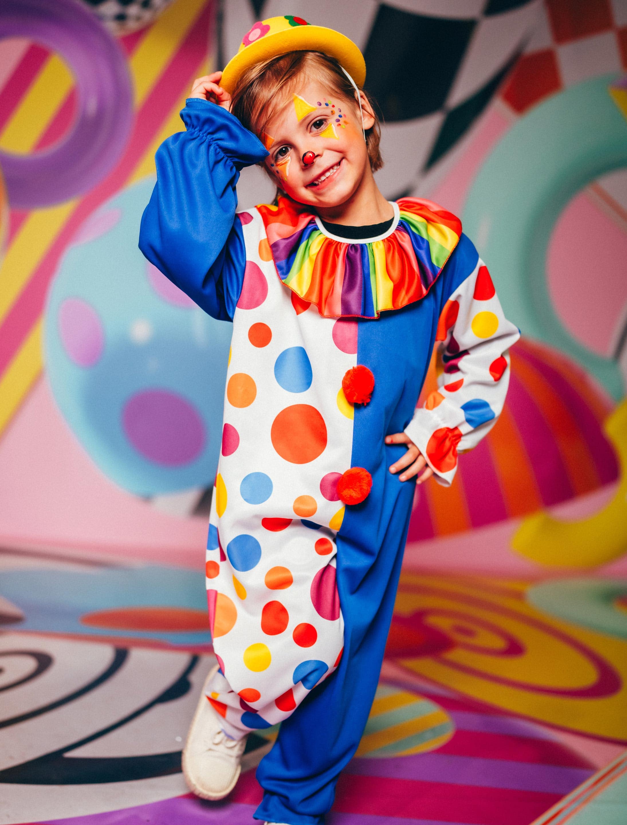 Jumpsuit Clown mit Halskrause Kinder bunt 104