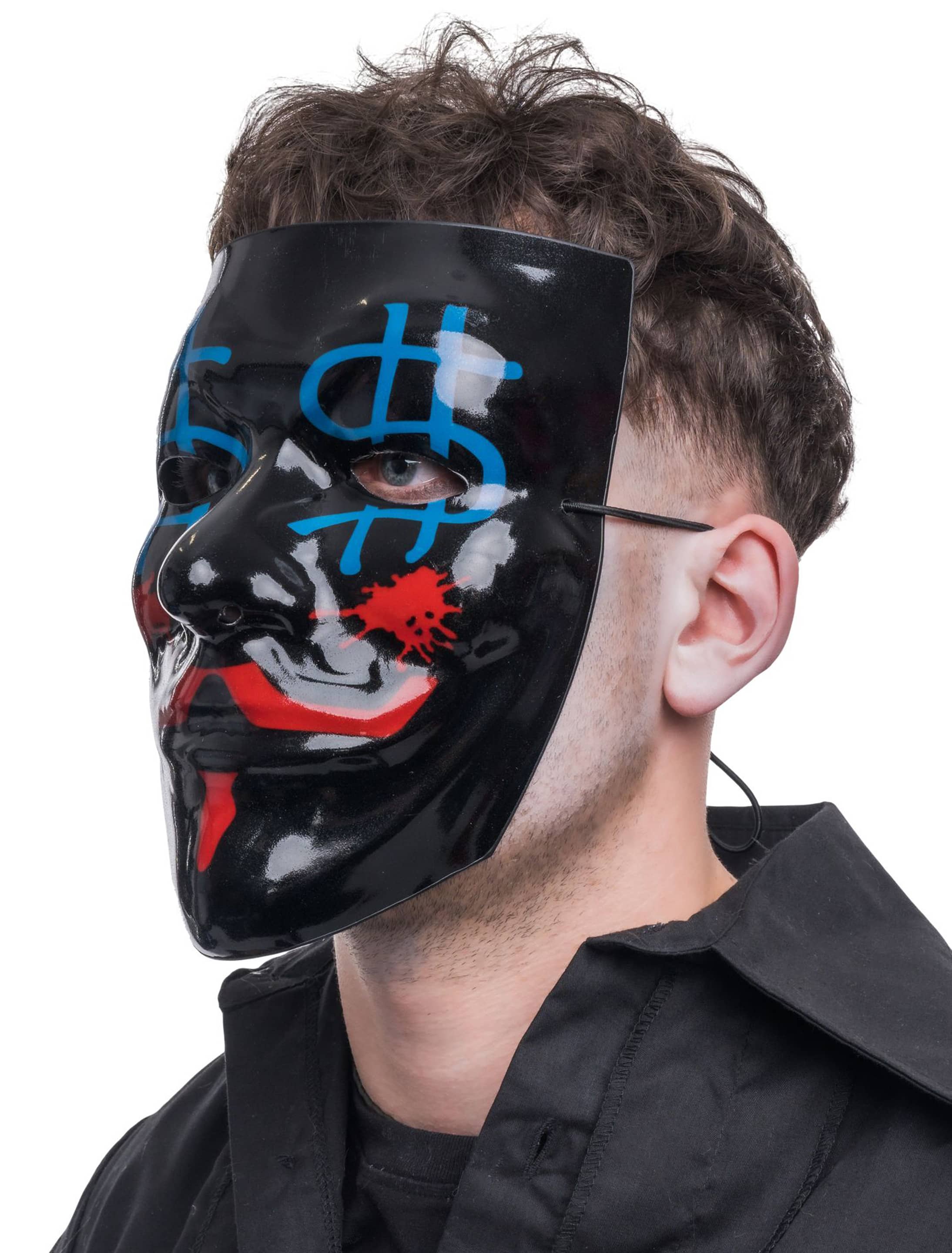 Maske Leuchtend Dollar Augen schwarz/rot/blau