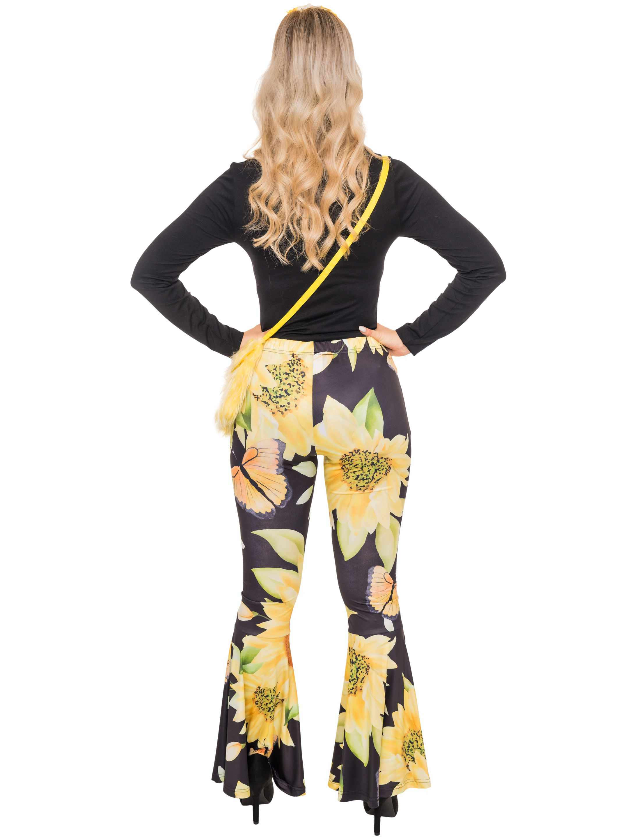 Hose Sonnenblumen Damen schwarz/gelb L/XL