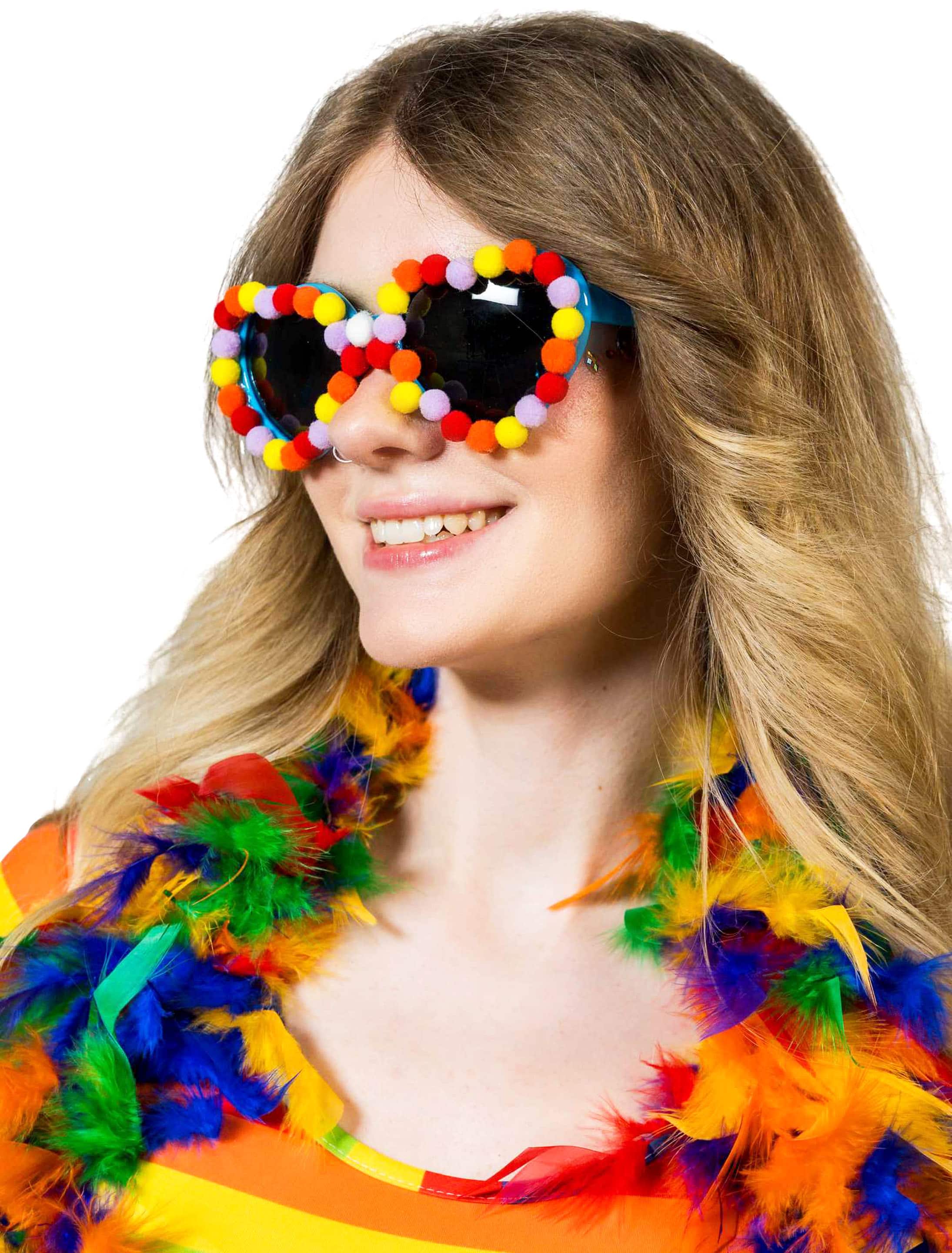 Brille Herz mit Pompoms schwarz