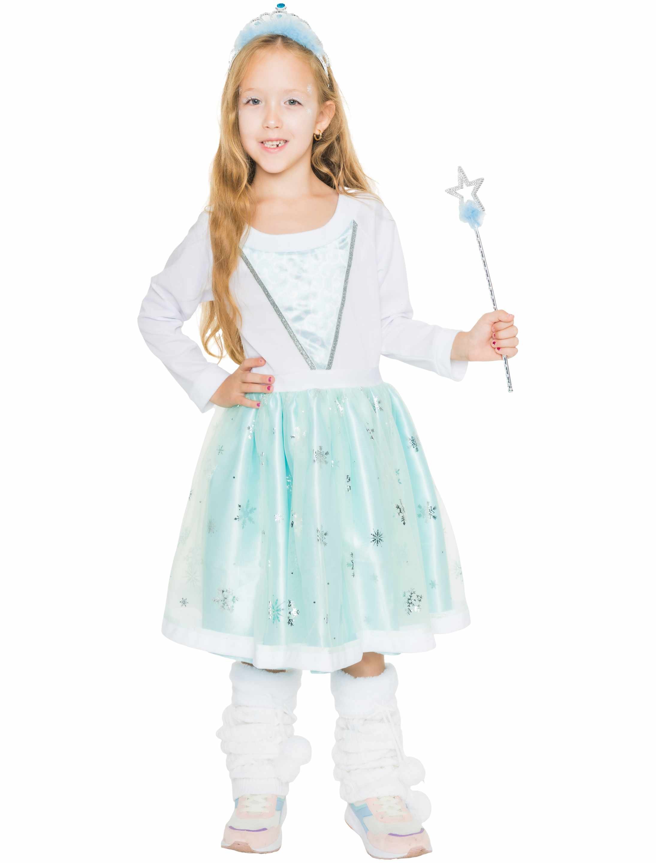 Kleid Eisprinzessin Kinder türkis/weiß 116