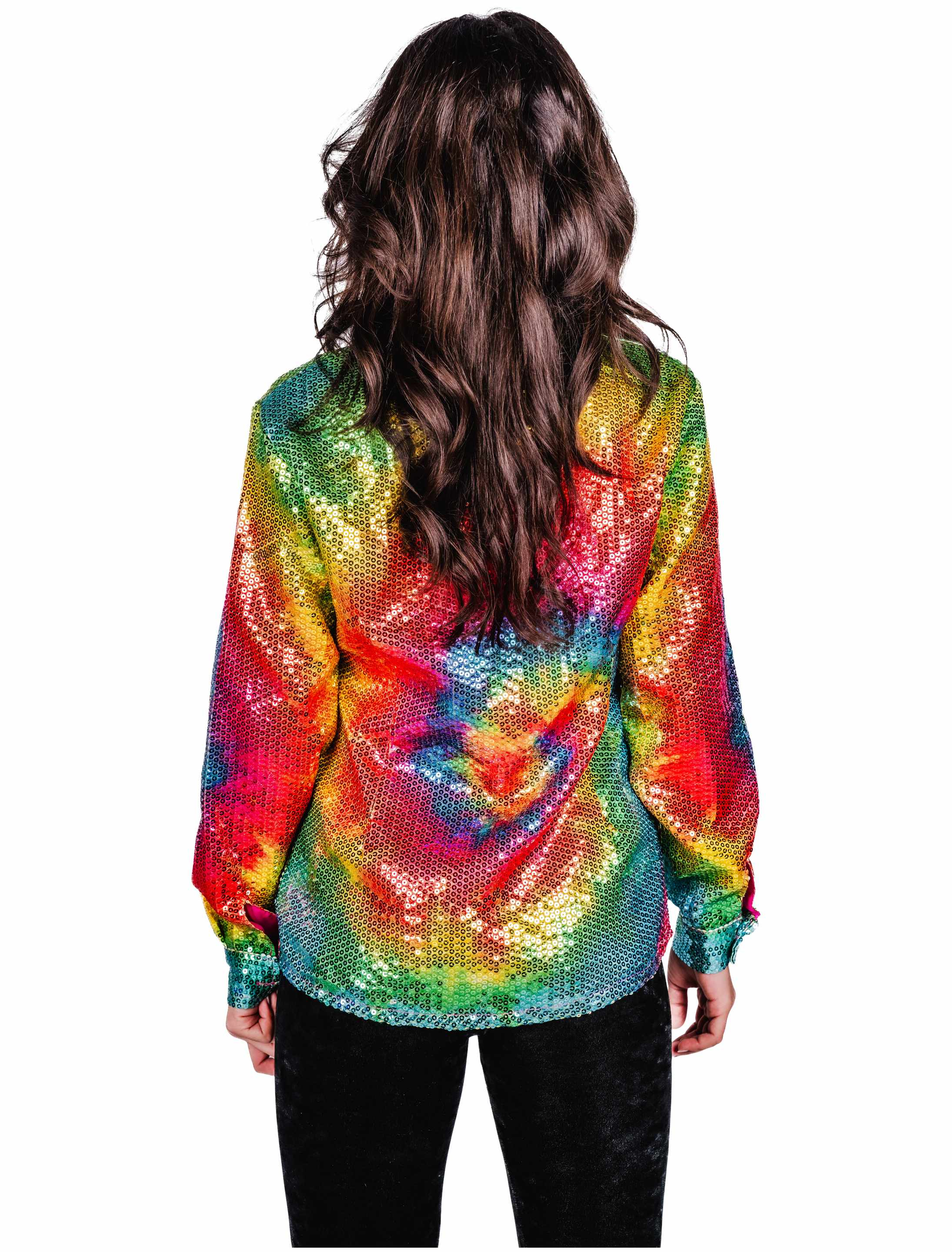 Bluse Pailletten Batik Damen rainbow S/M