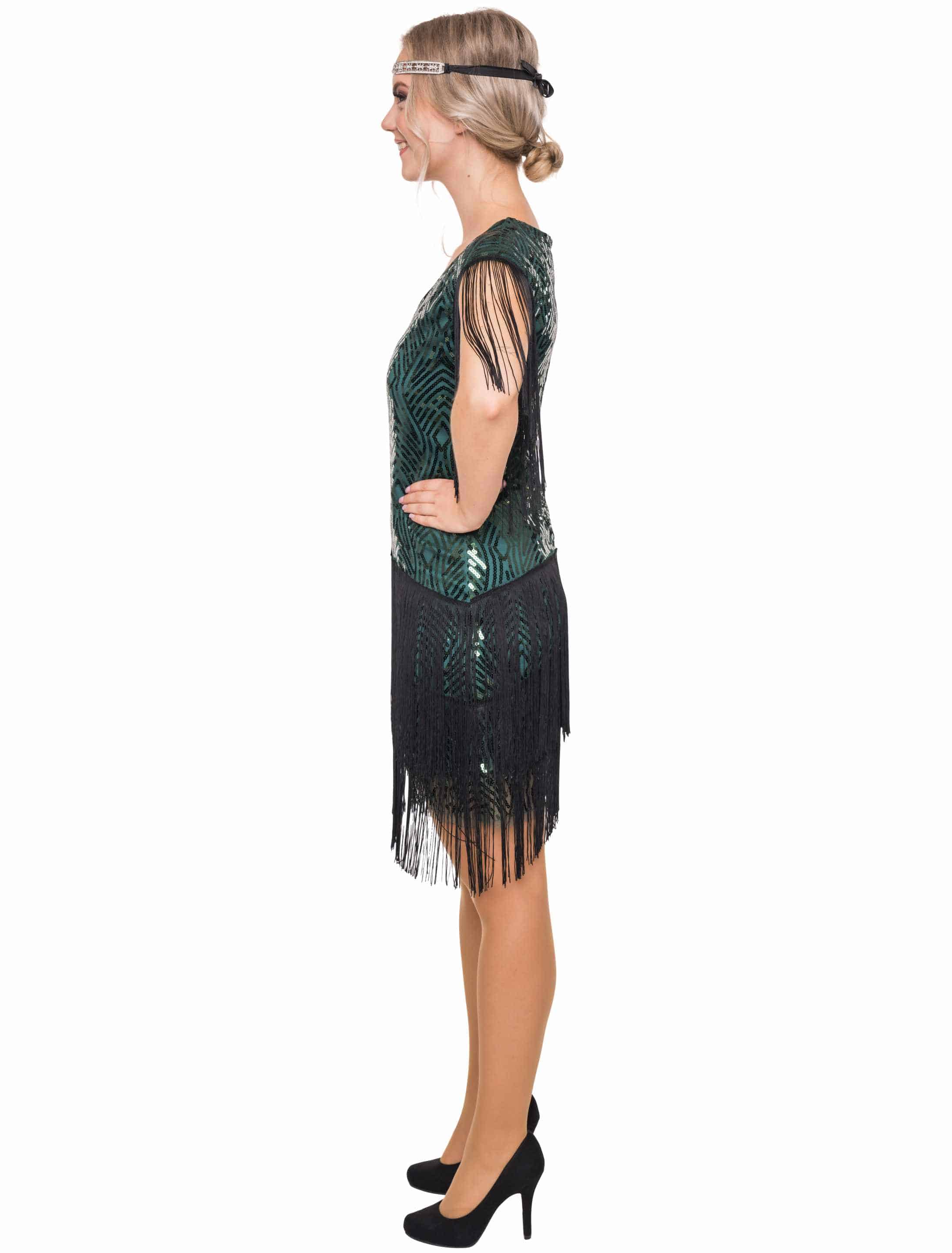 Kleid Gatsby Damen grün/schwarz XS