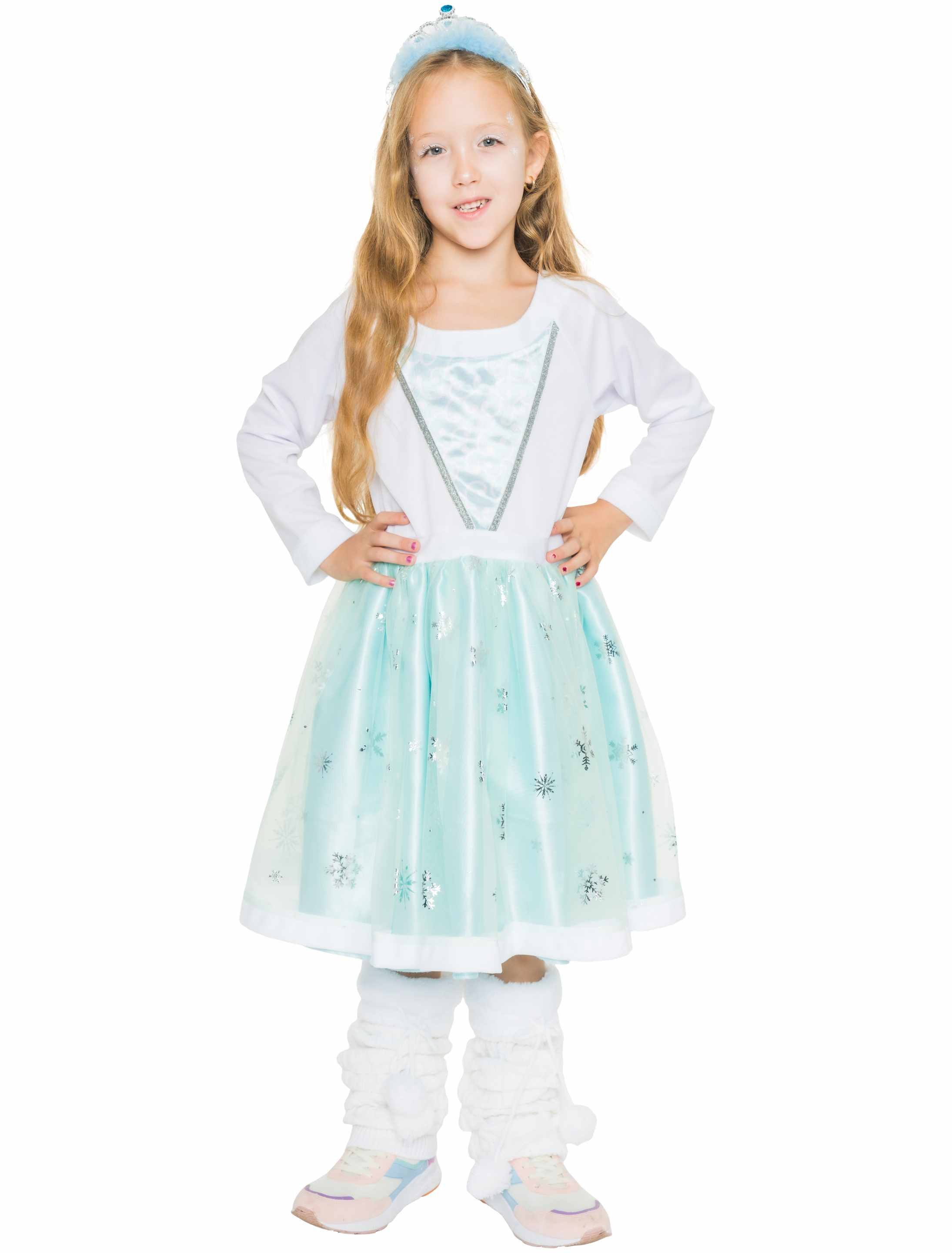 Kleid Eisprinzessin Kinder türkis/weiß 116