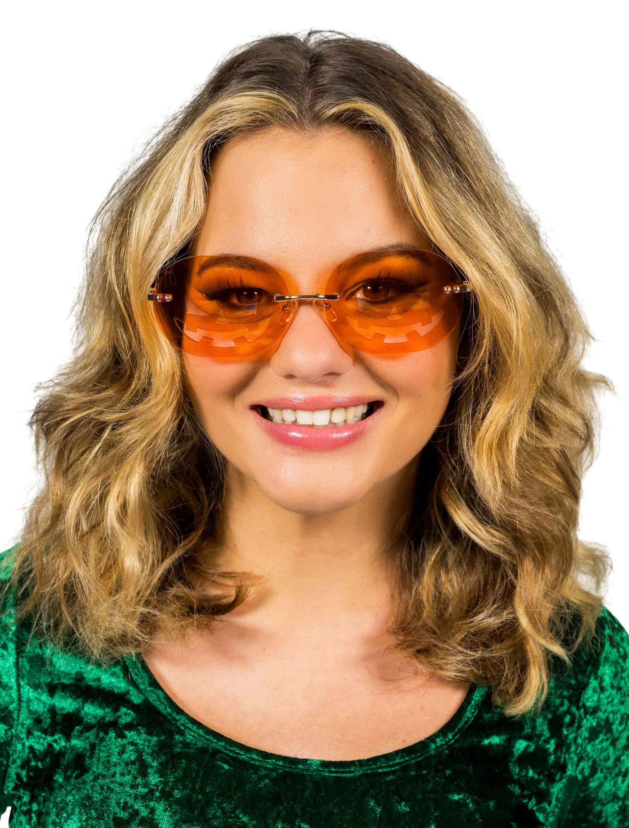 Brille böser Kürbis orange