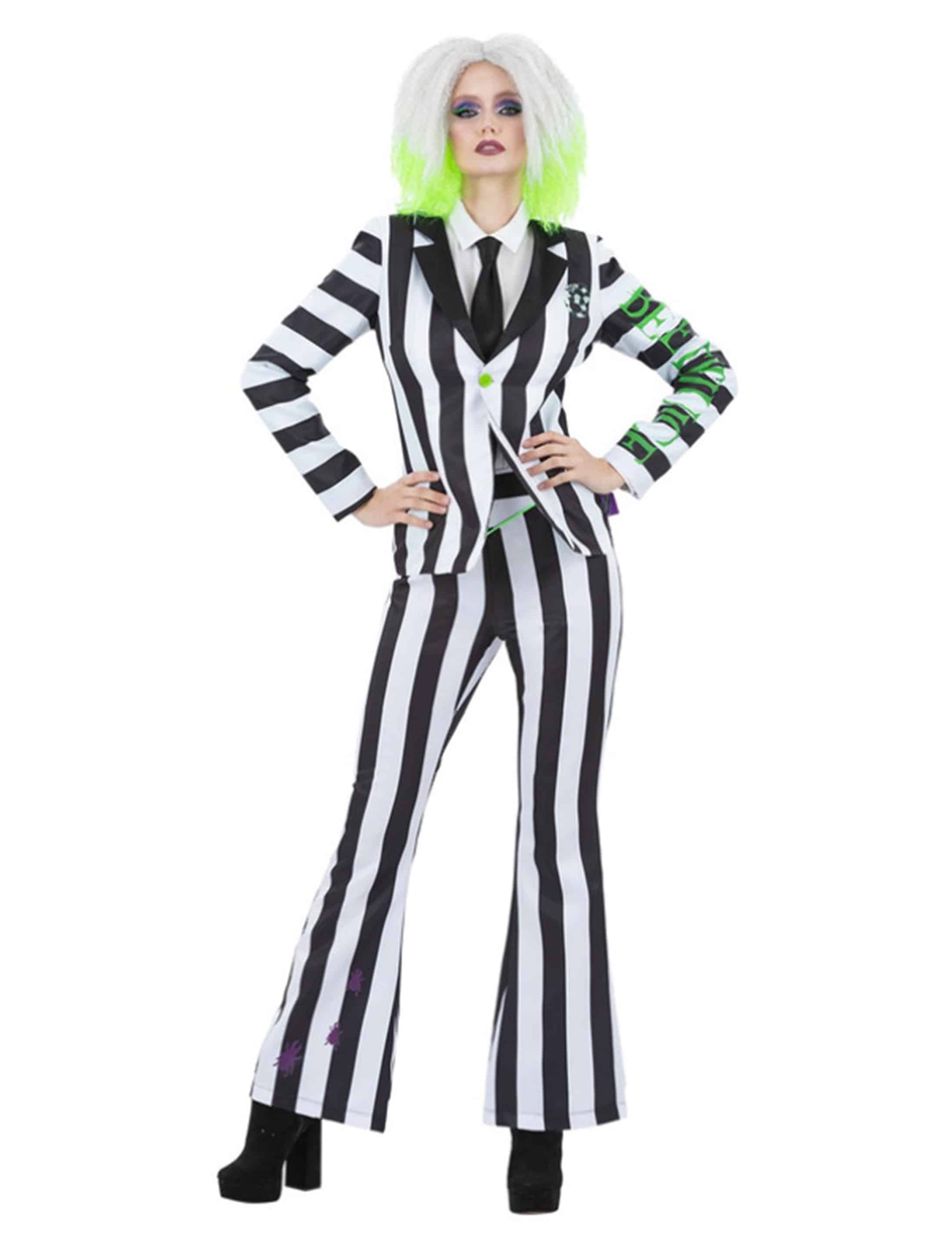 Anzug Beetlejuice 3tlg. Damen schwarz/weiß M