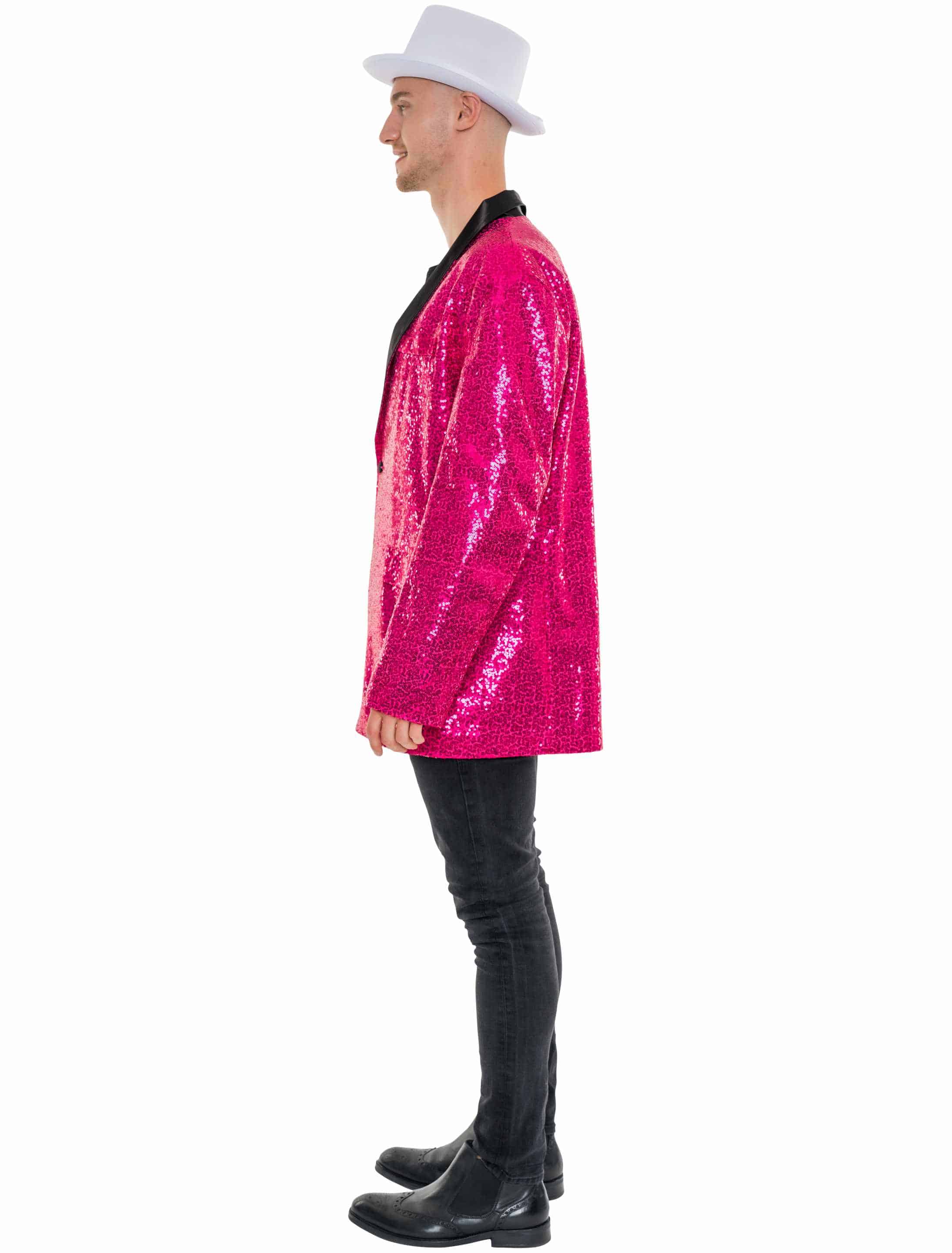 Sakko mit Pailletten Herren pink 4XL