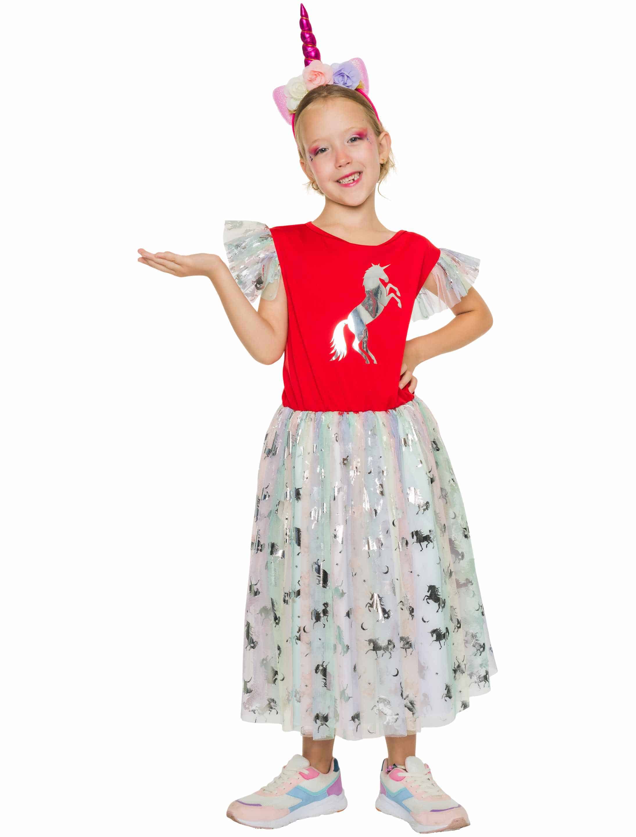 Kleid Einhorn bunt 116/128