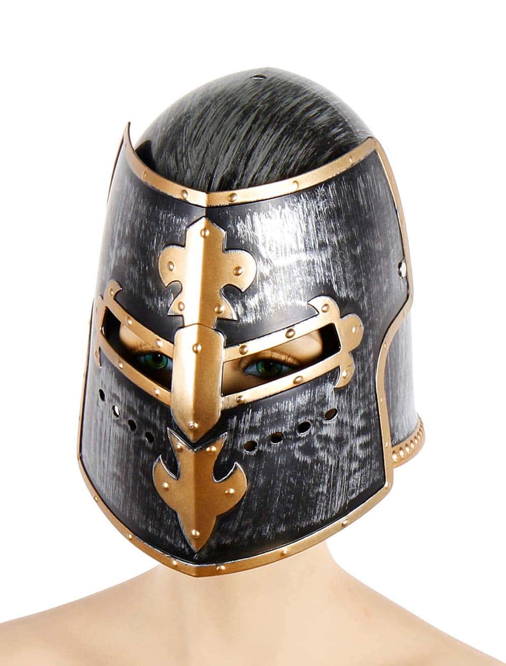 Helm Ritter mit Visier silber/gold