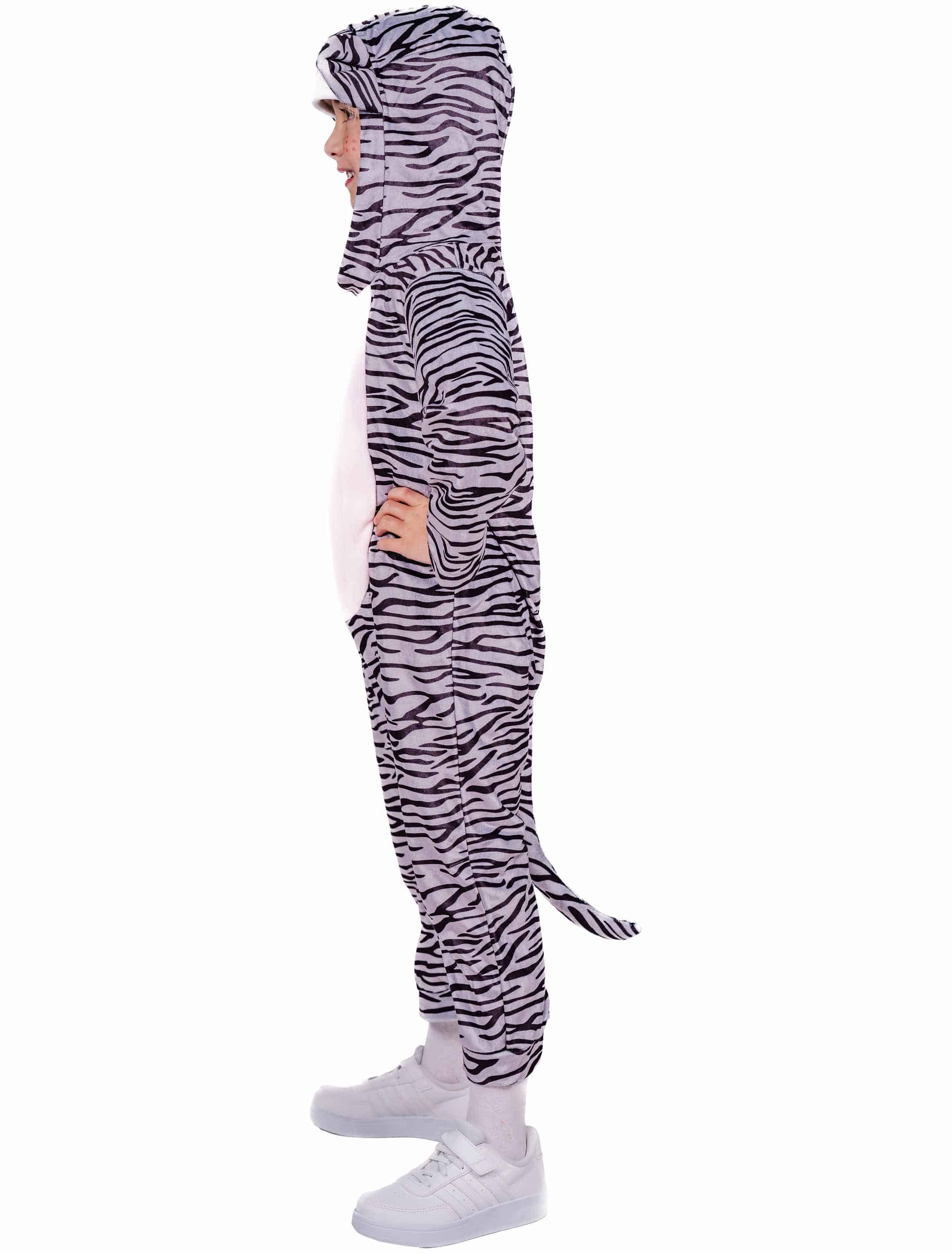 Jumpsuit mit Kapuze Tiger Kinder schwarz/weiß 86/92