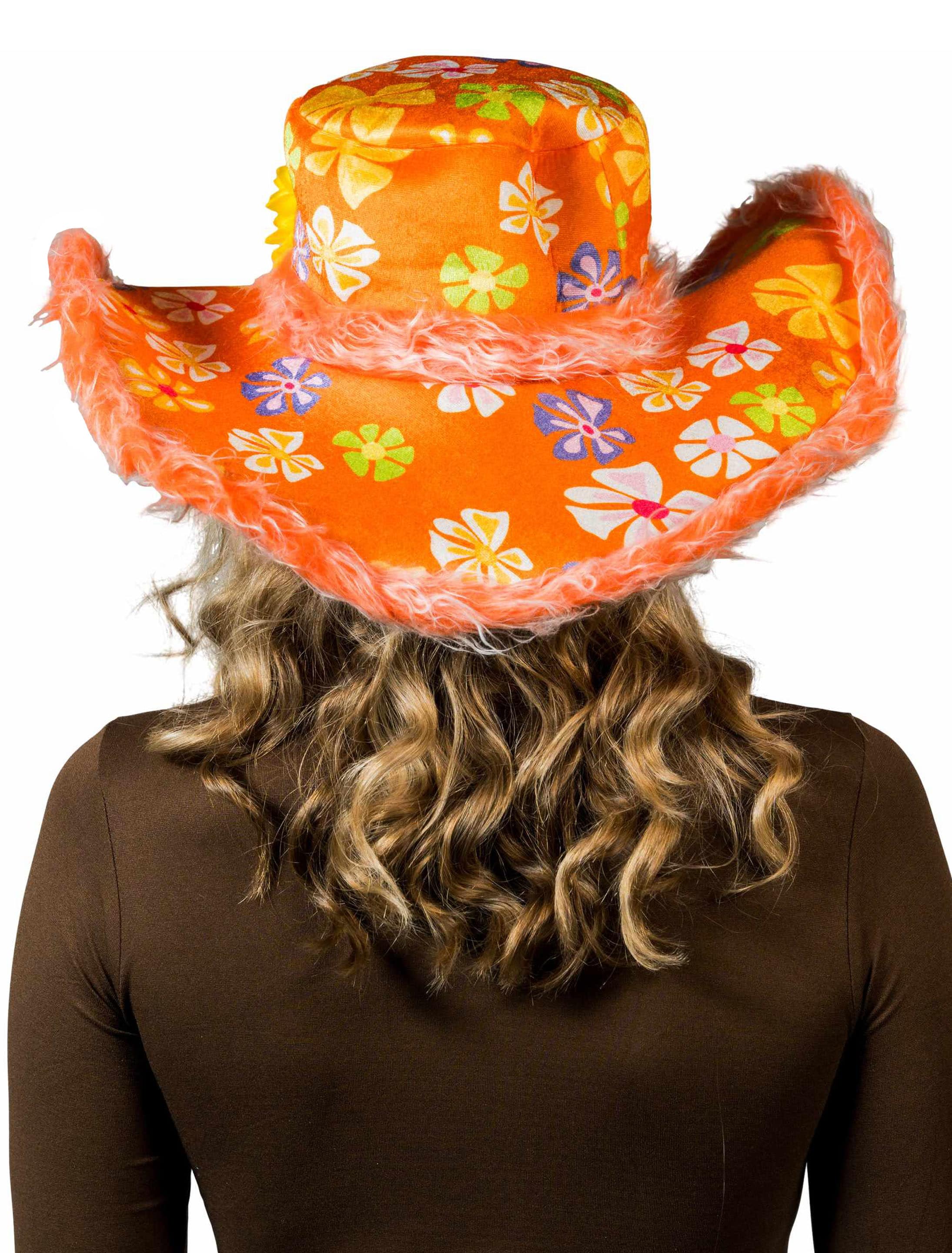 Hut Hippie Blumen orange one size