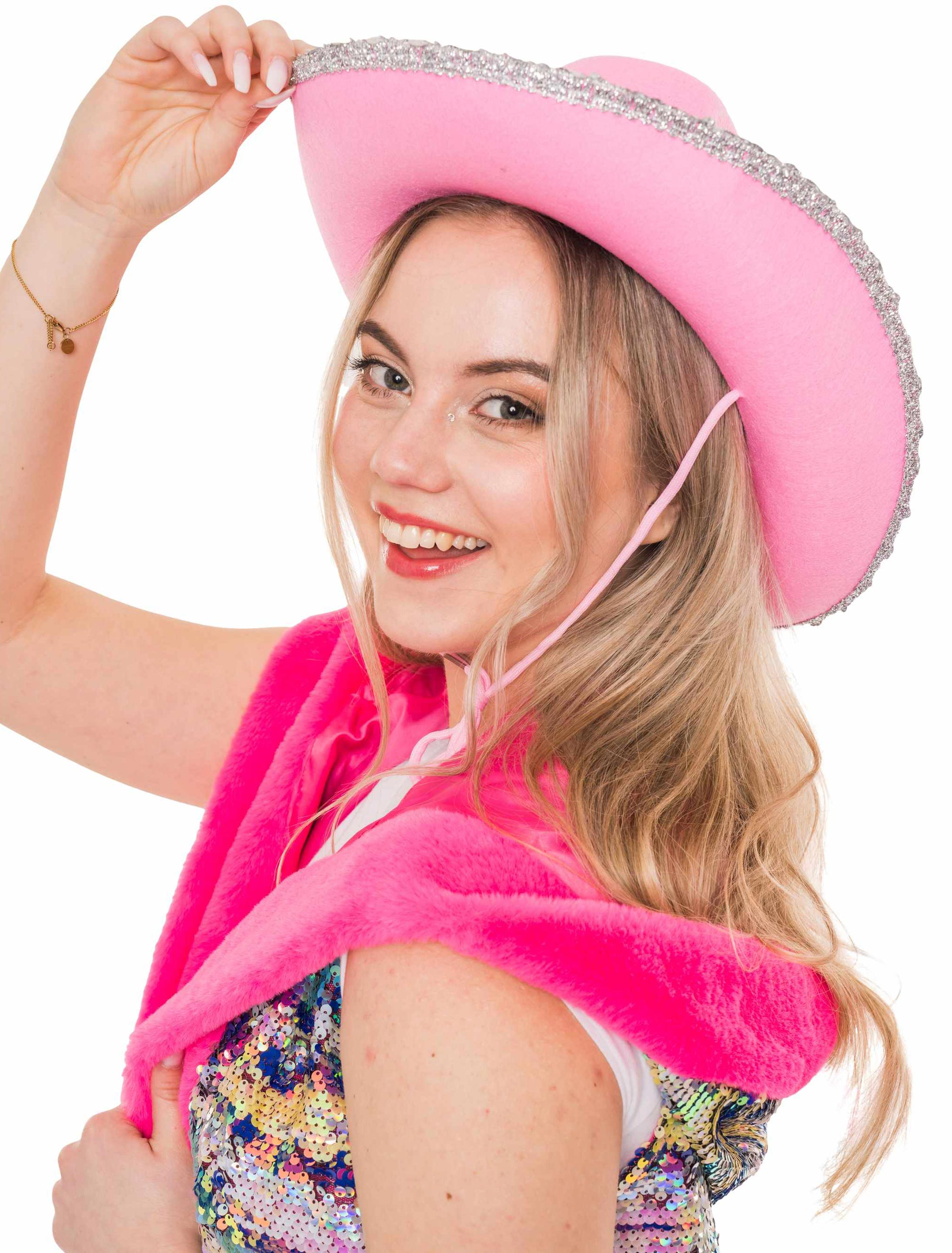 Cowgirlhut pink mit Pailletten one size