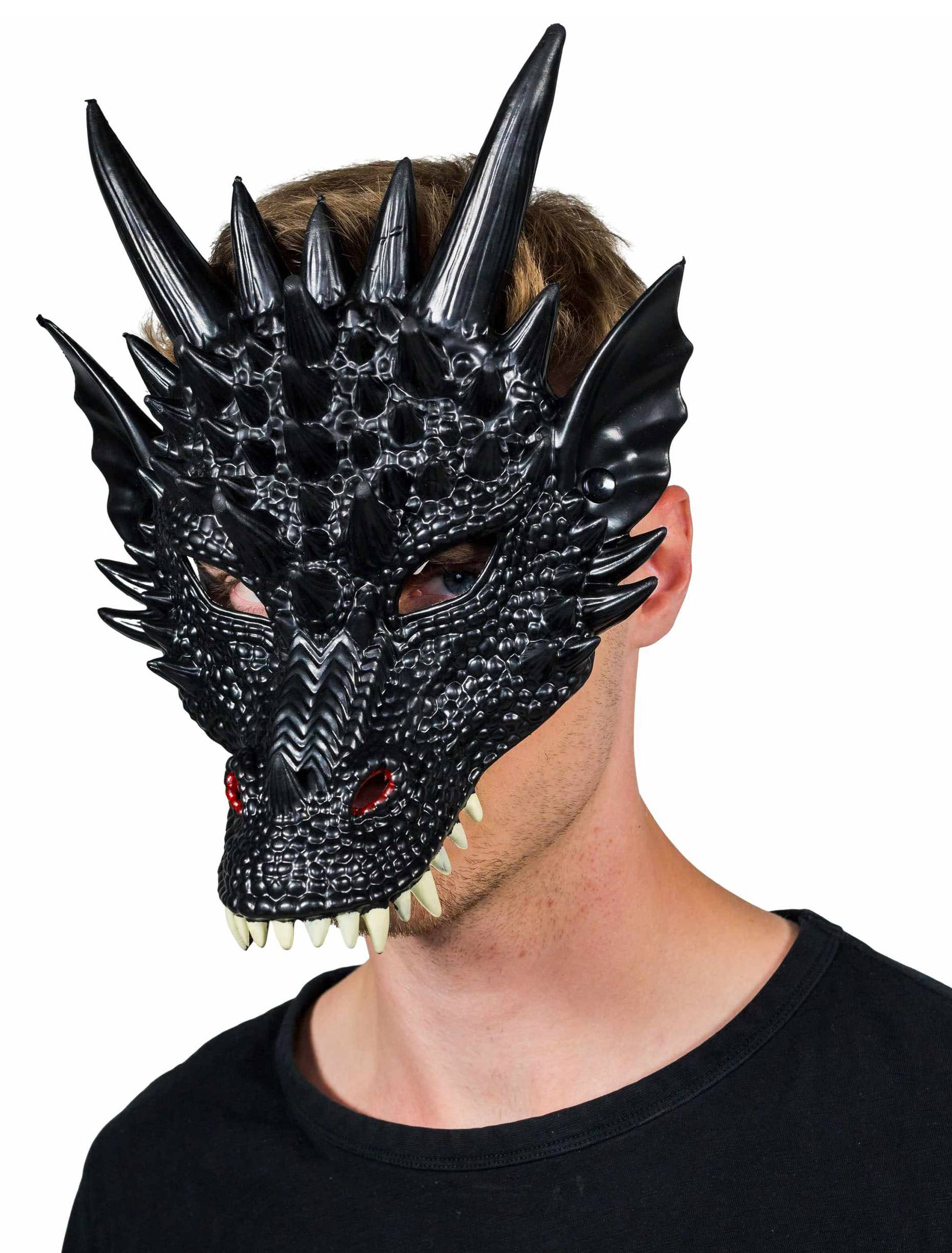 Maske Drache schwarz