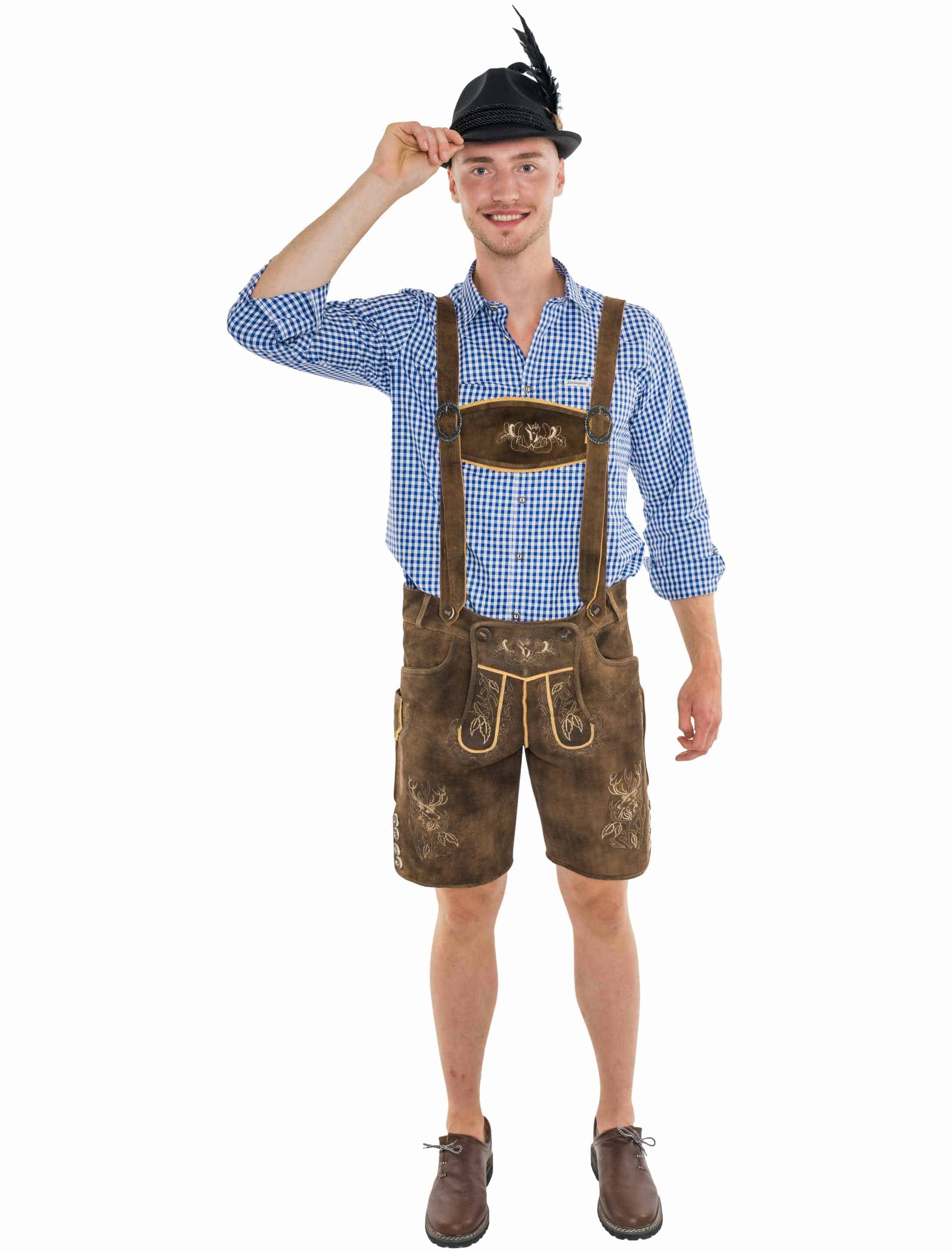 Lederhose kurz mit Hirsch Herren braun S