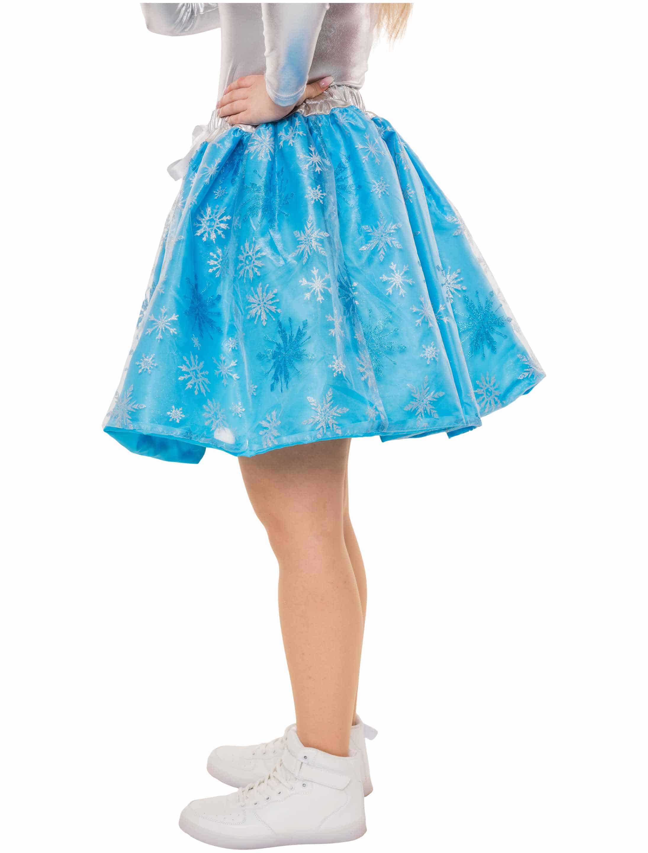 Petticoat blau mit Schneeflocken Damen weiß/blau one size