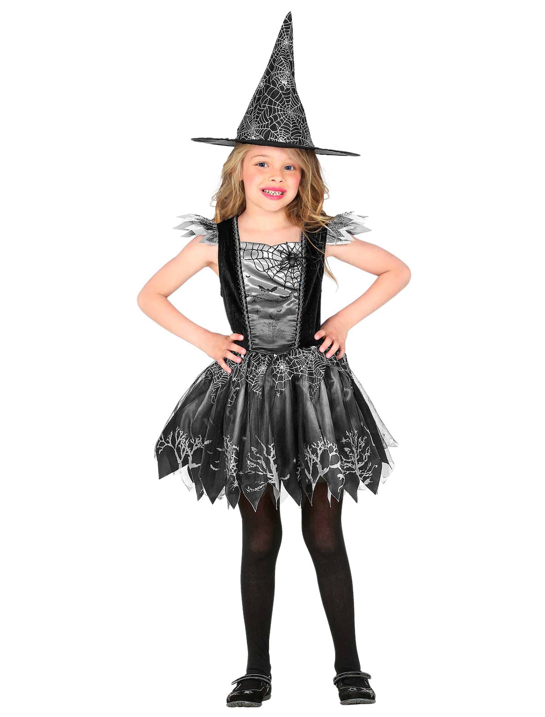 Kleid Hexe Kinder schwarz/silber 116