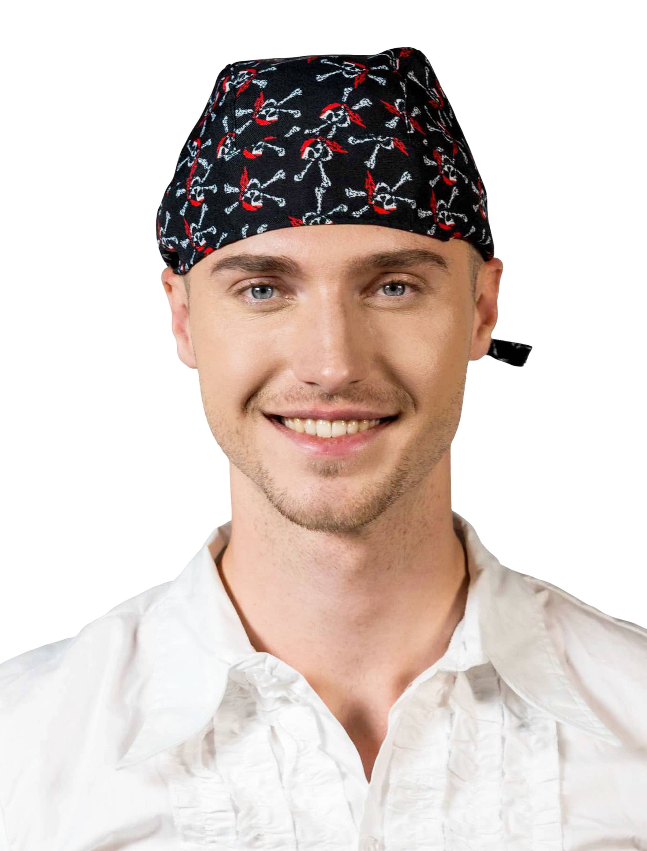 Bandana Pirat schwarz/weiß/rot