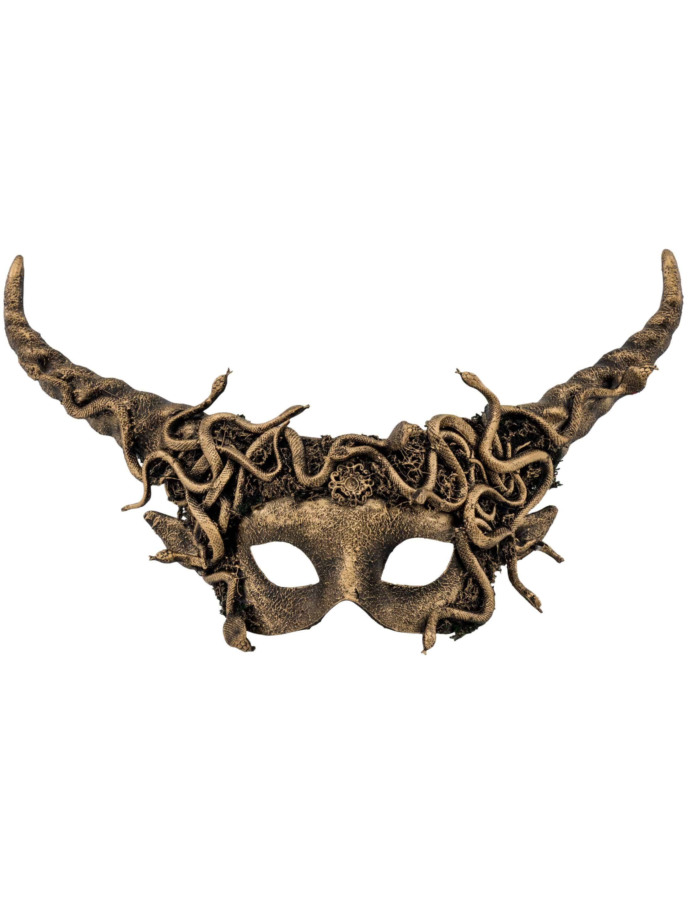 Maske Hörner und Schlangen gold