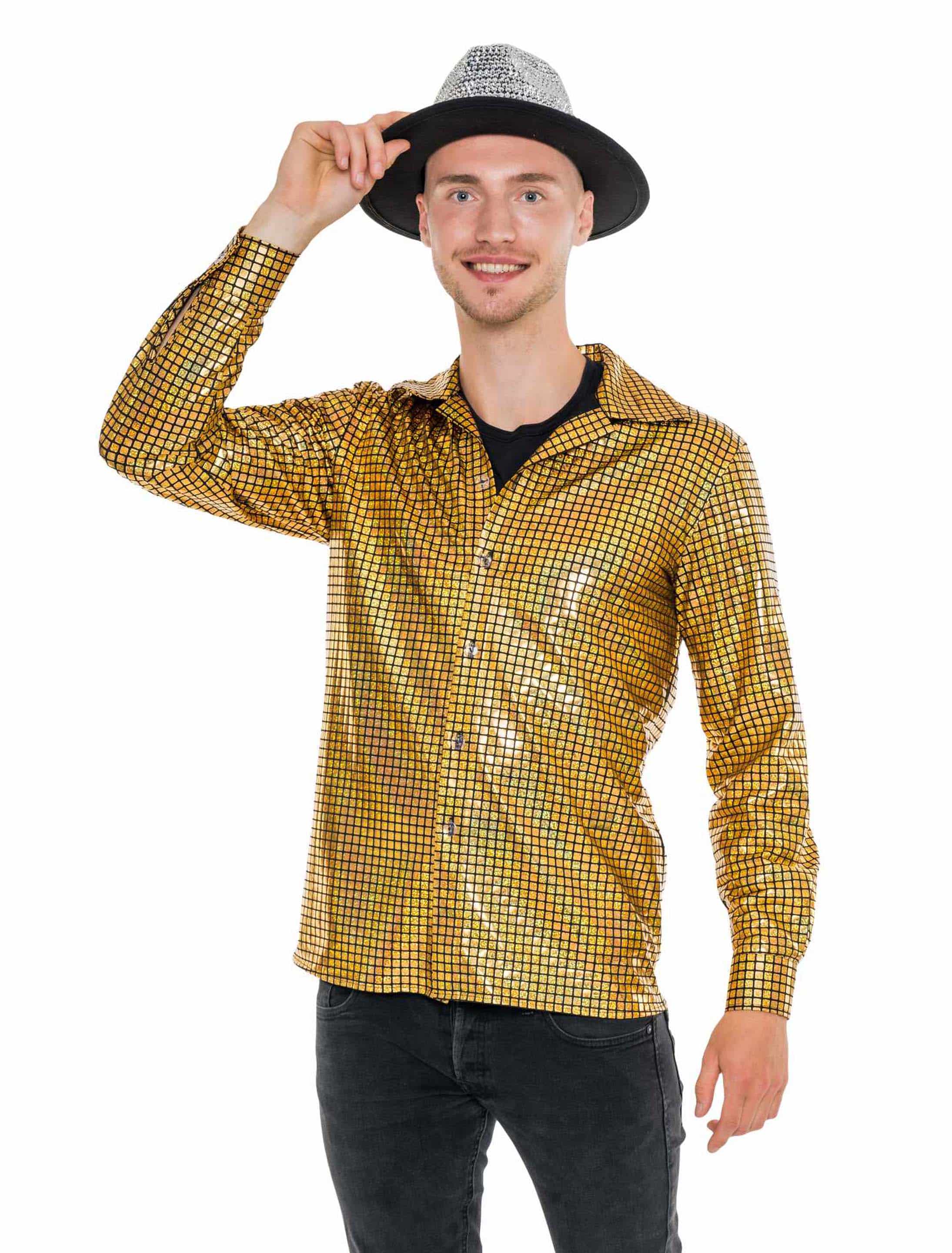 Hemd metallic Herren gold 3XL