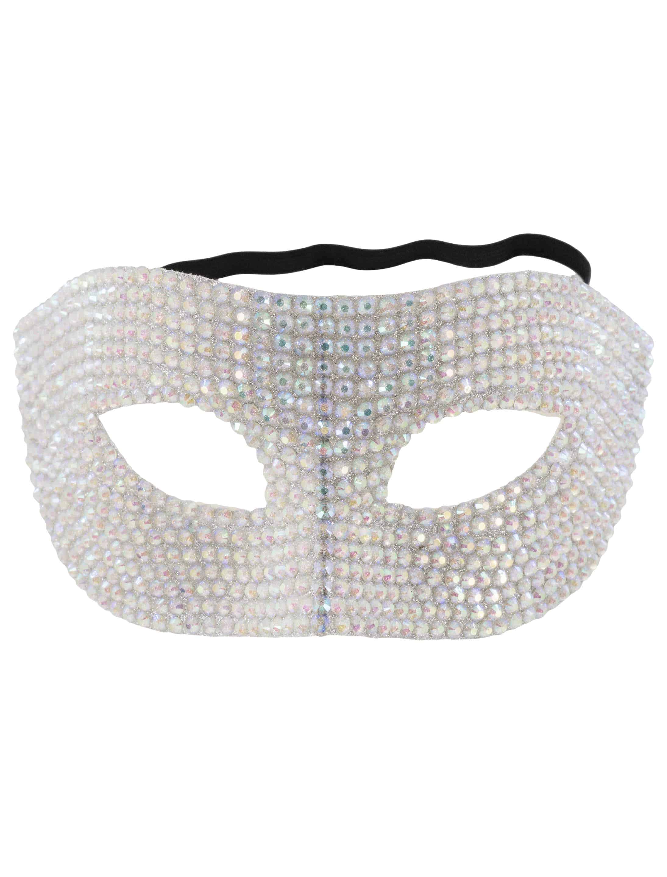 Maske aus Strass weiß/silber