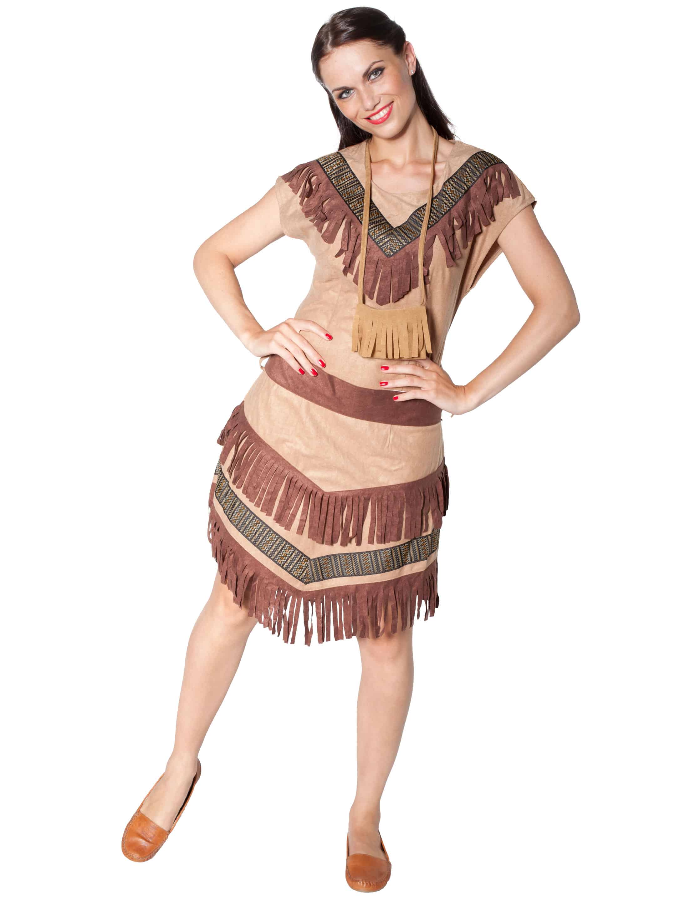 Kleid Indianerin mit Gürtel beige 52