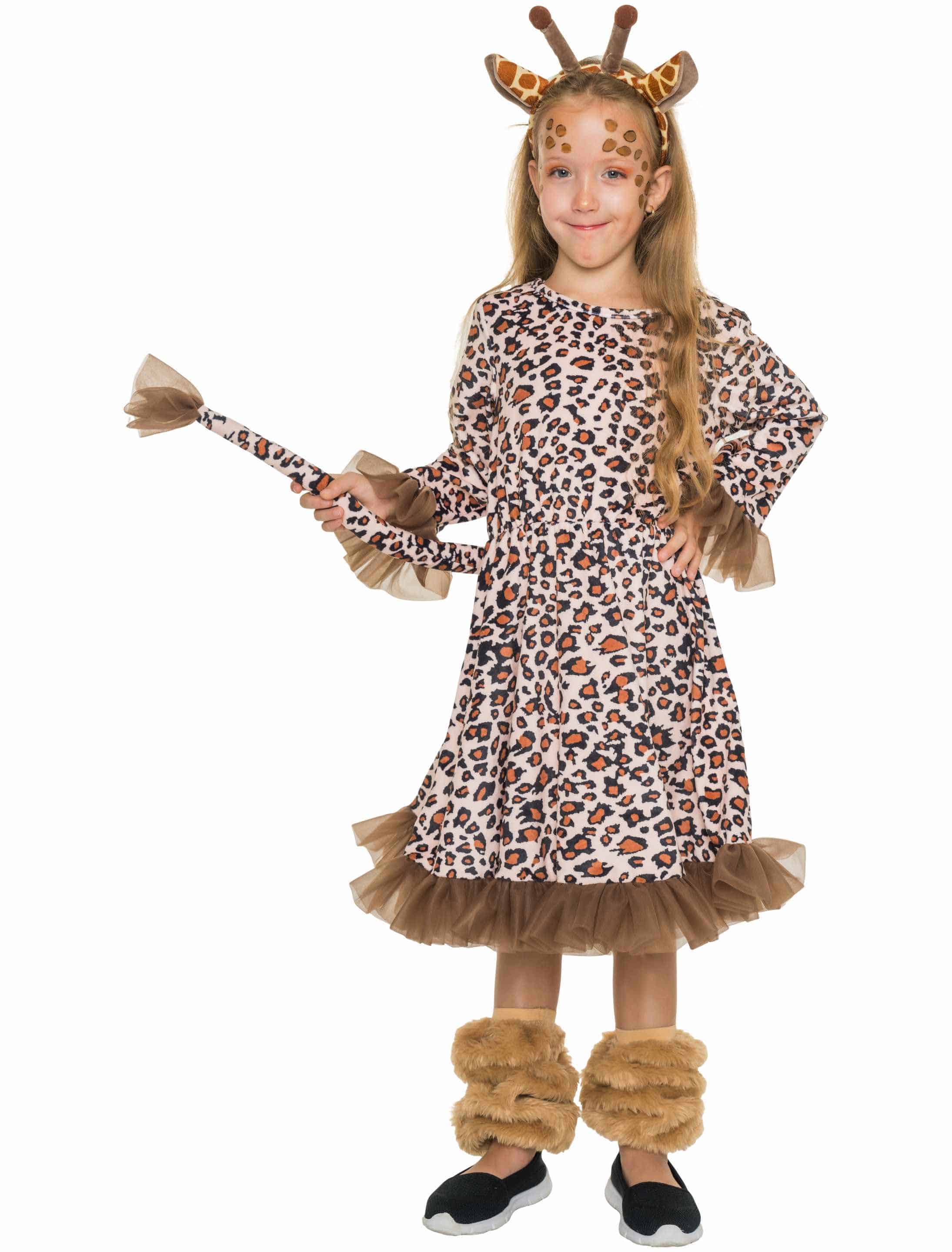 Kleid Leopard Kinder beige/schwarz 98/104