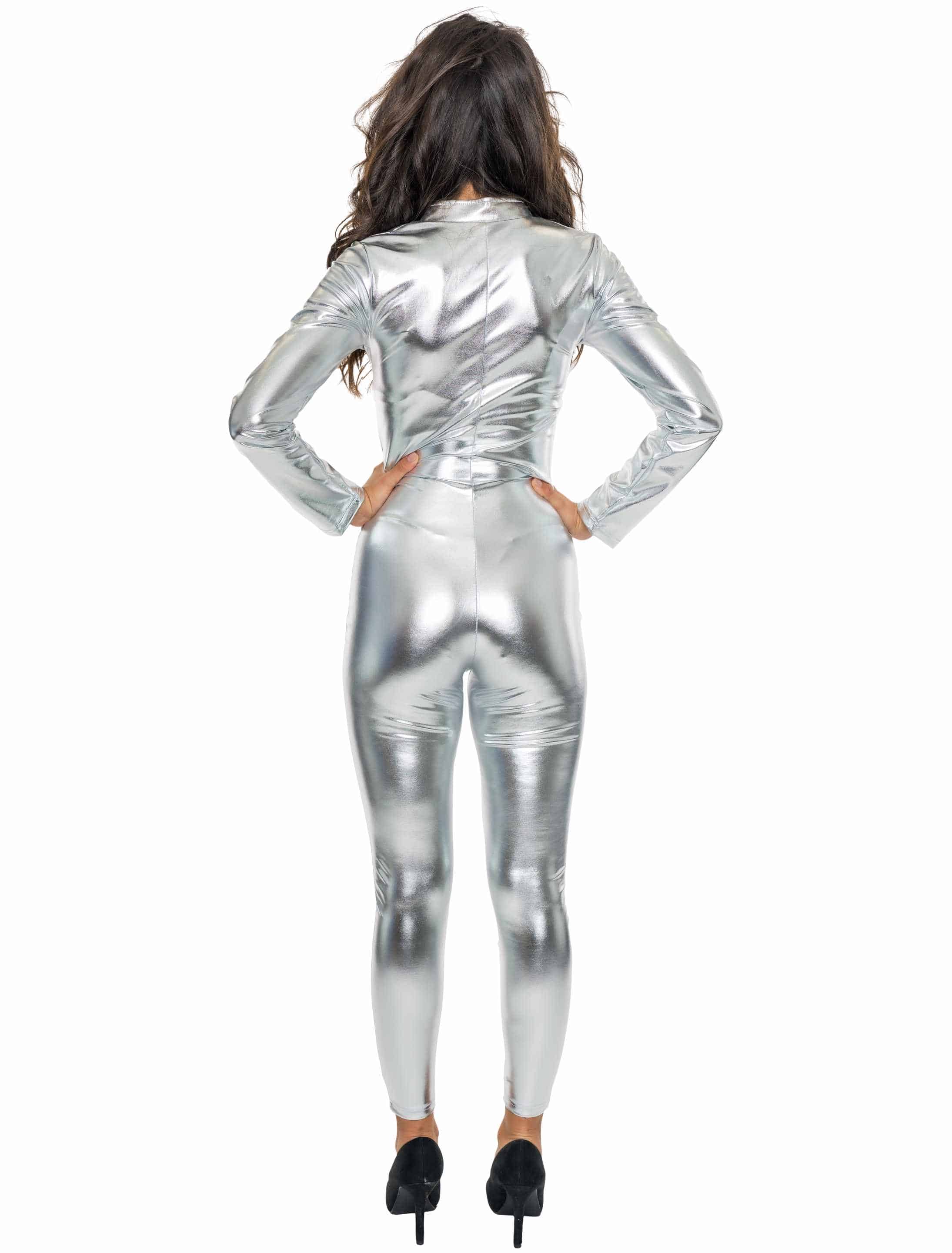 Catsuit metallic Damen silber XS