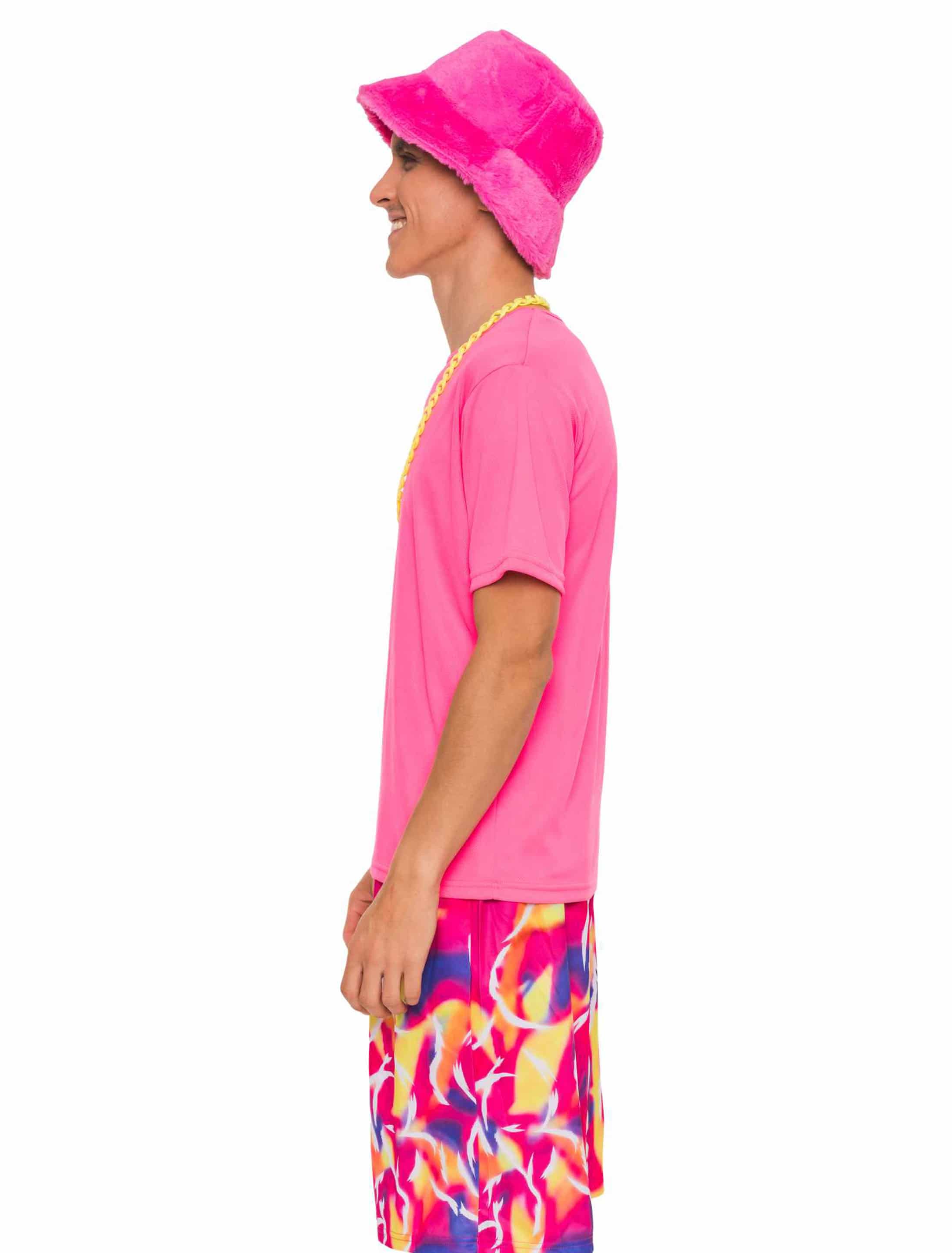 T-Shirt Neon Unifarben Herren neonpink S/M