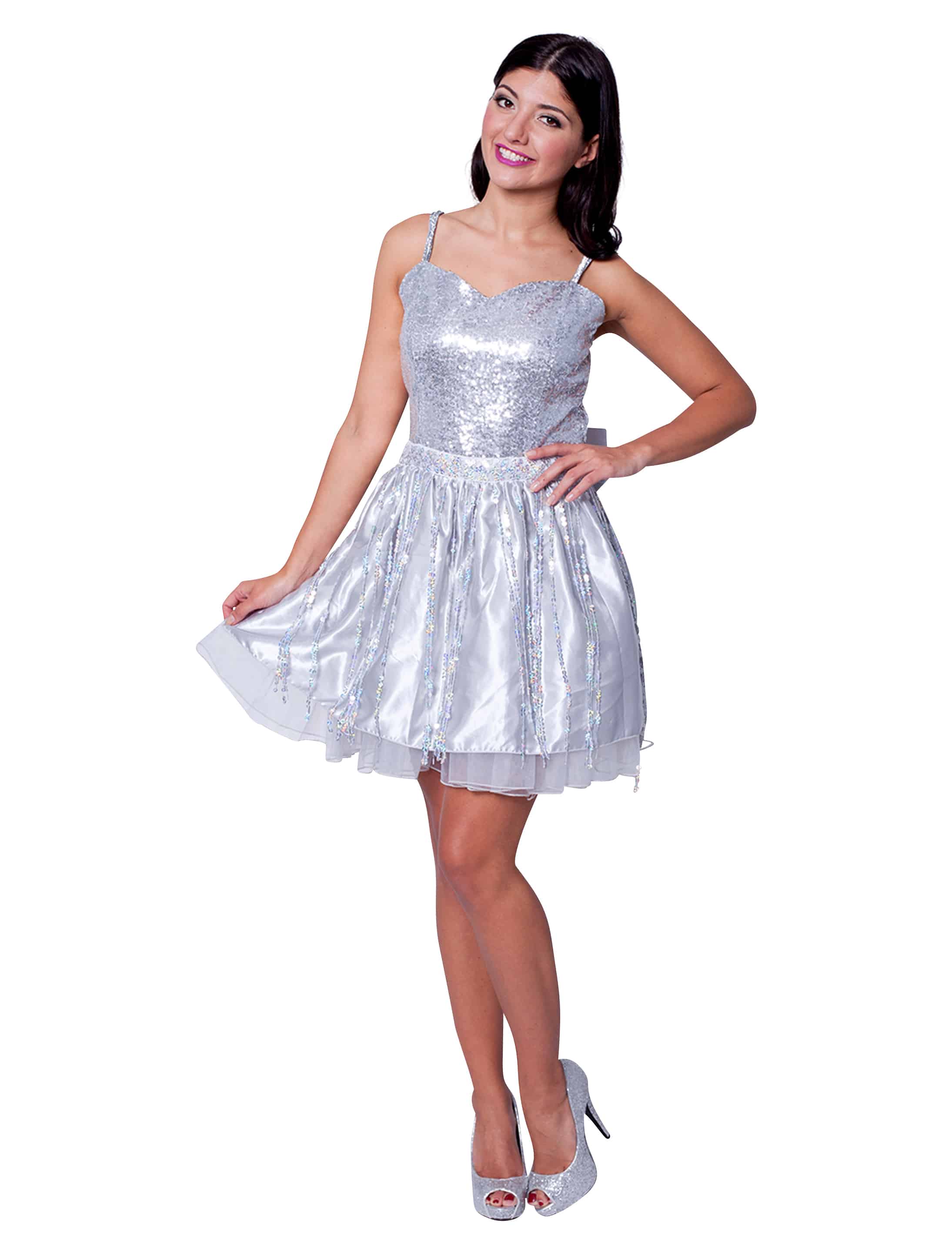 Kleid silber glitzernd 42