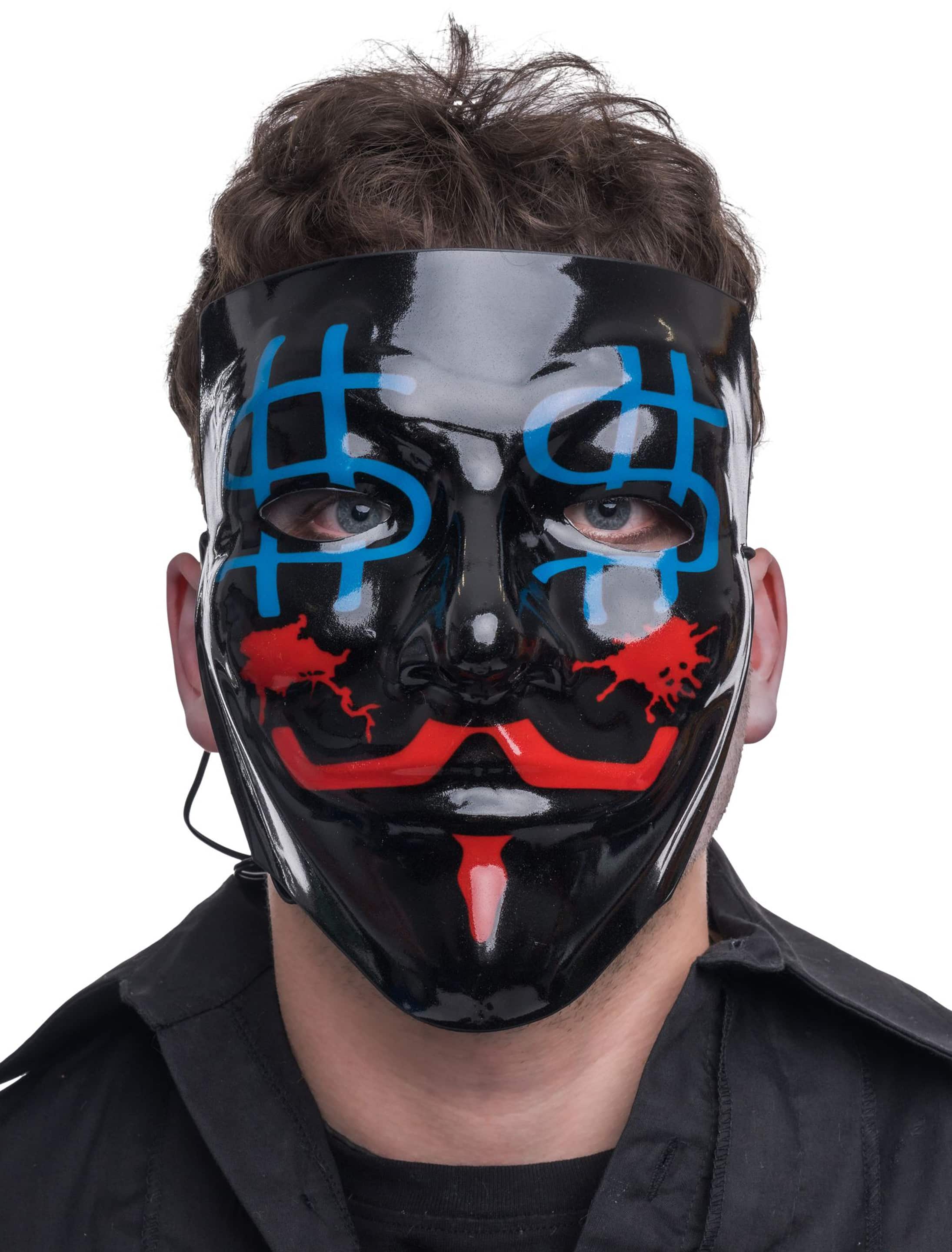 Maske Leuchtend Dollar Augen schwarz/rot/blau