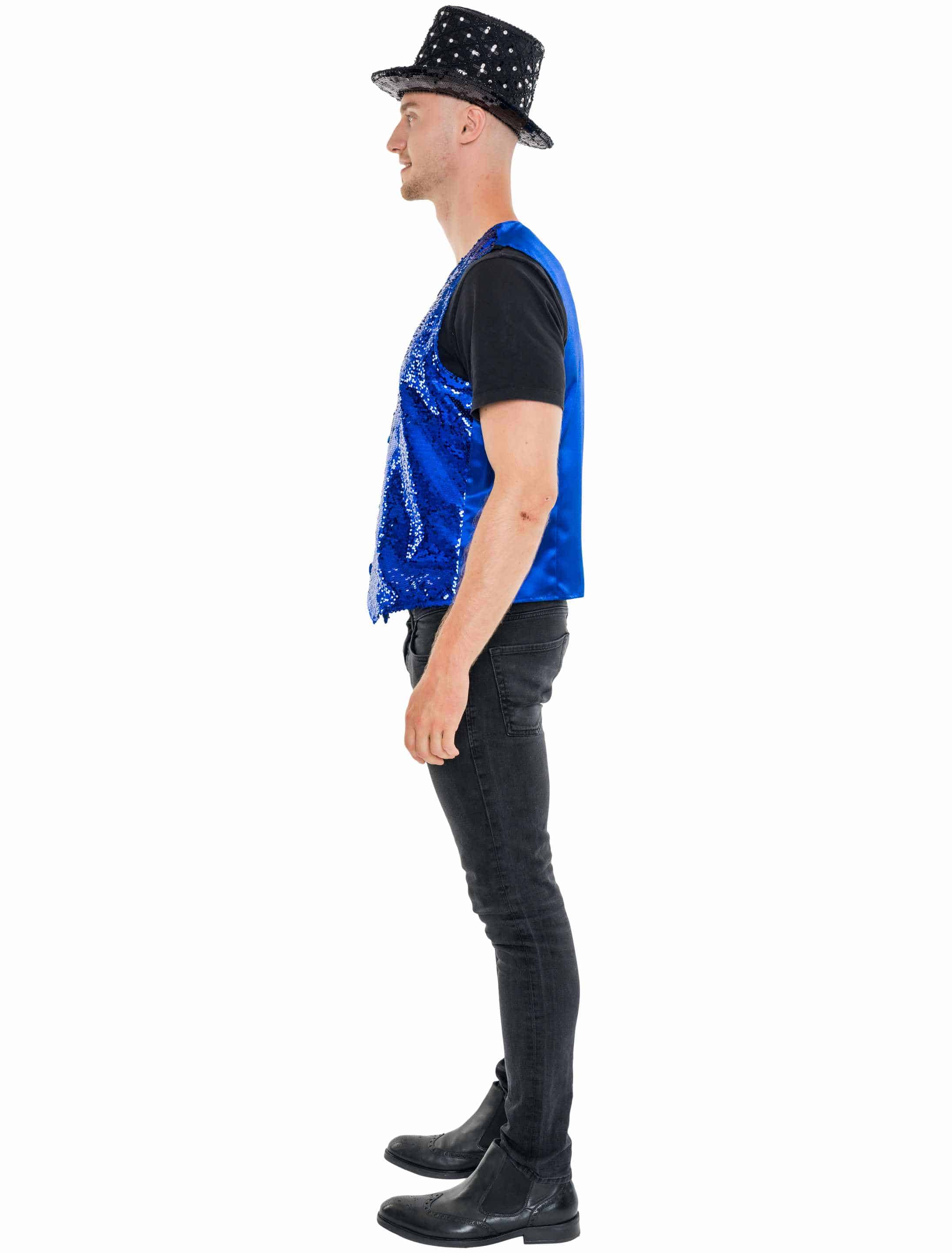 Weste Pailletten de luxe Herren blau S/M