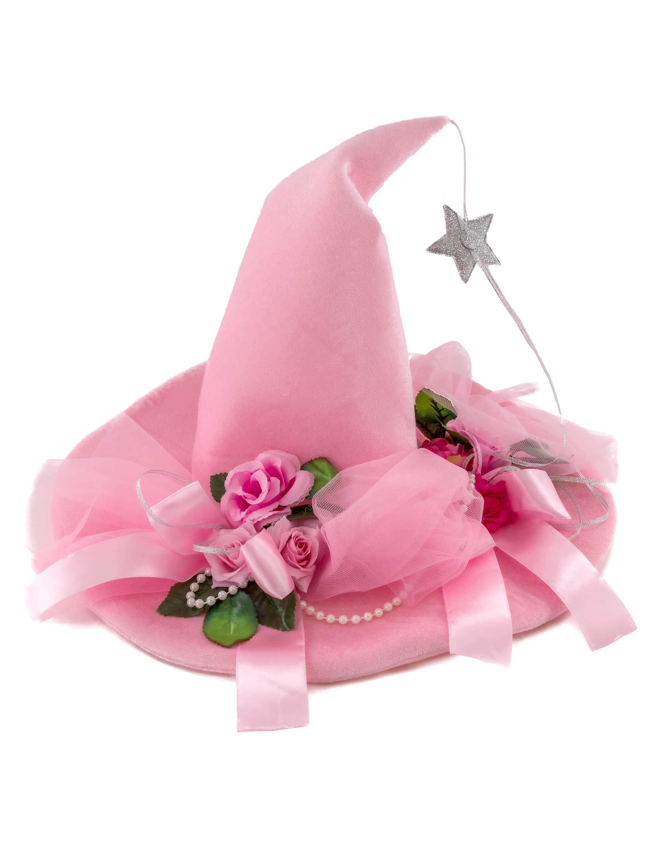 Hut Fee mit Schleifen und Blumen pink 59