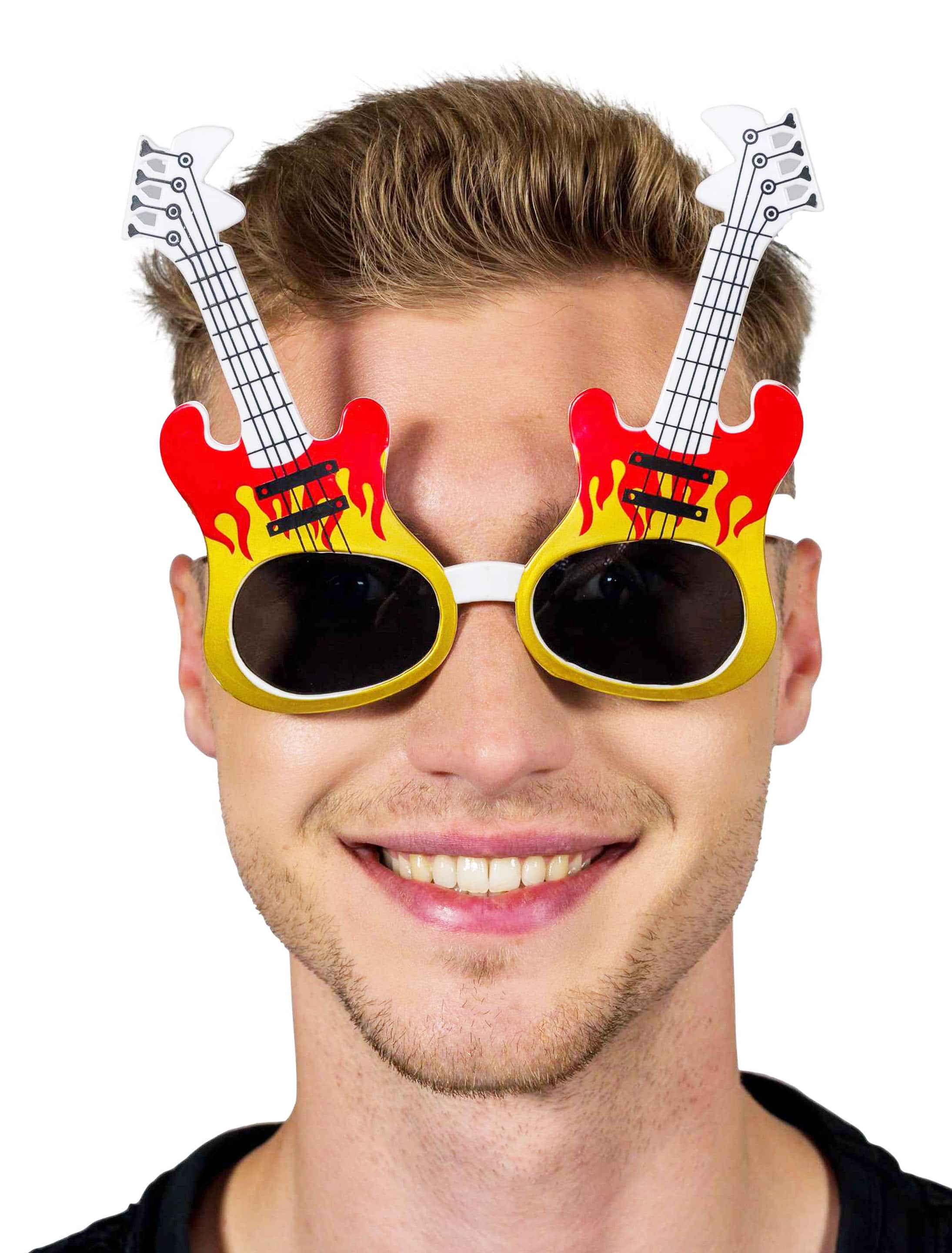 Brille Gitarre rot/gelb