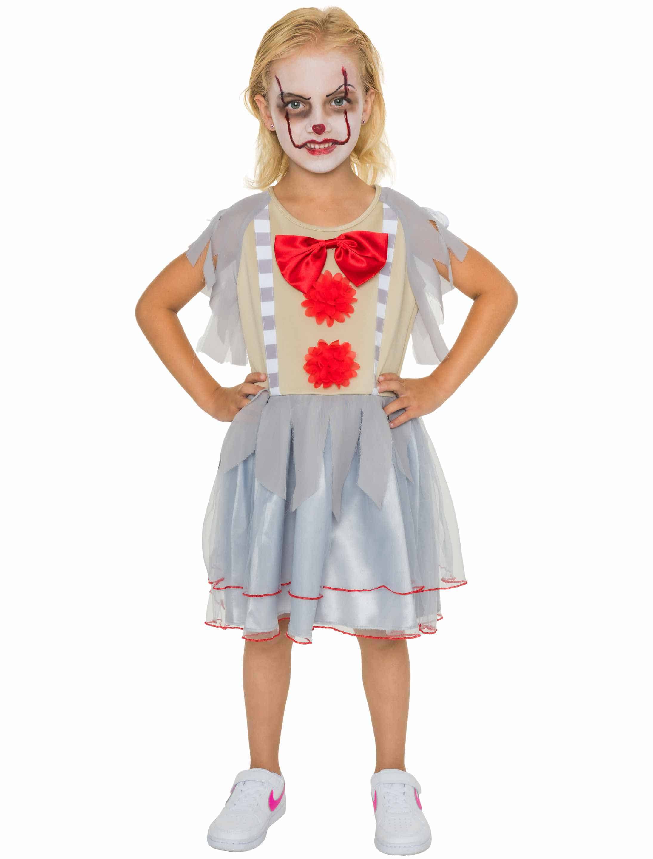 Kleid Clown mit Fliege Kinder grau 128