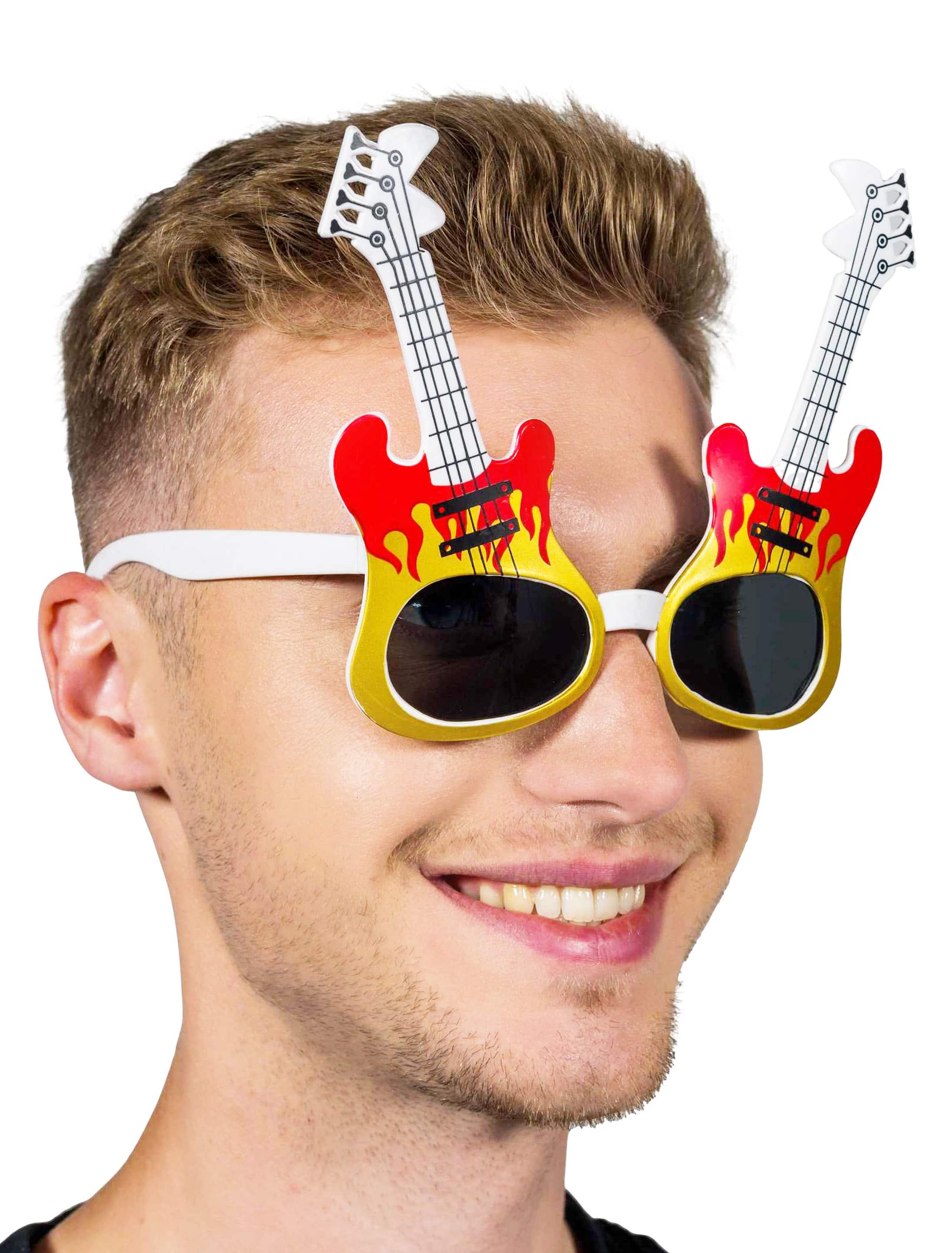 Brille Gitarre rot/gelb