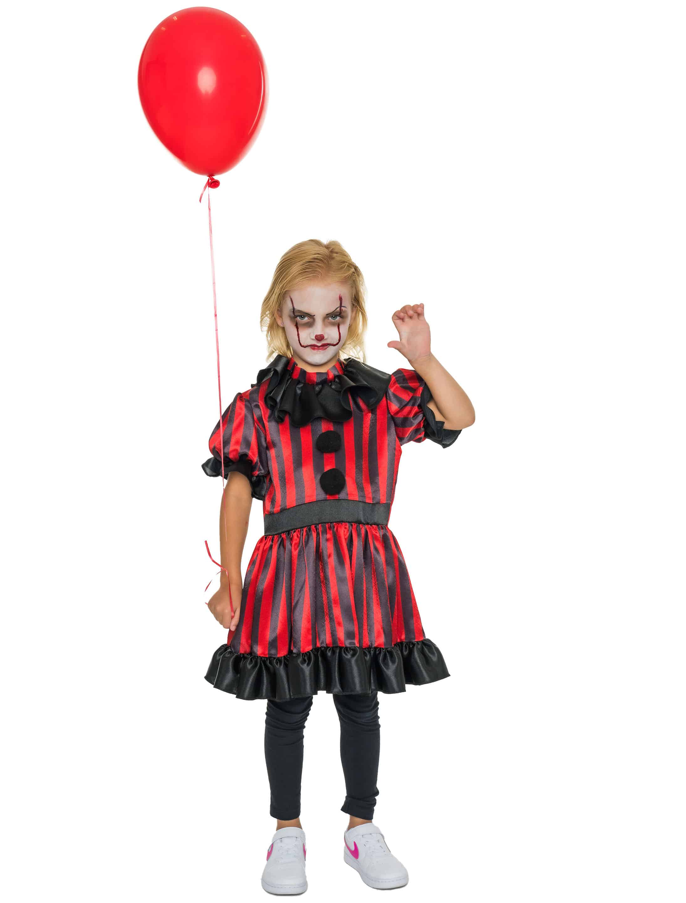 Kleid Gruselclown Kinder rot/schwarz 116