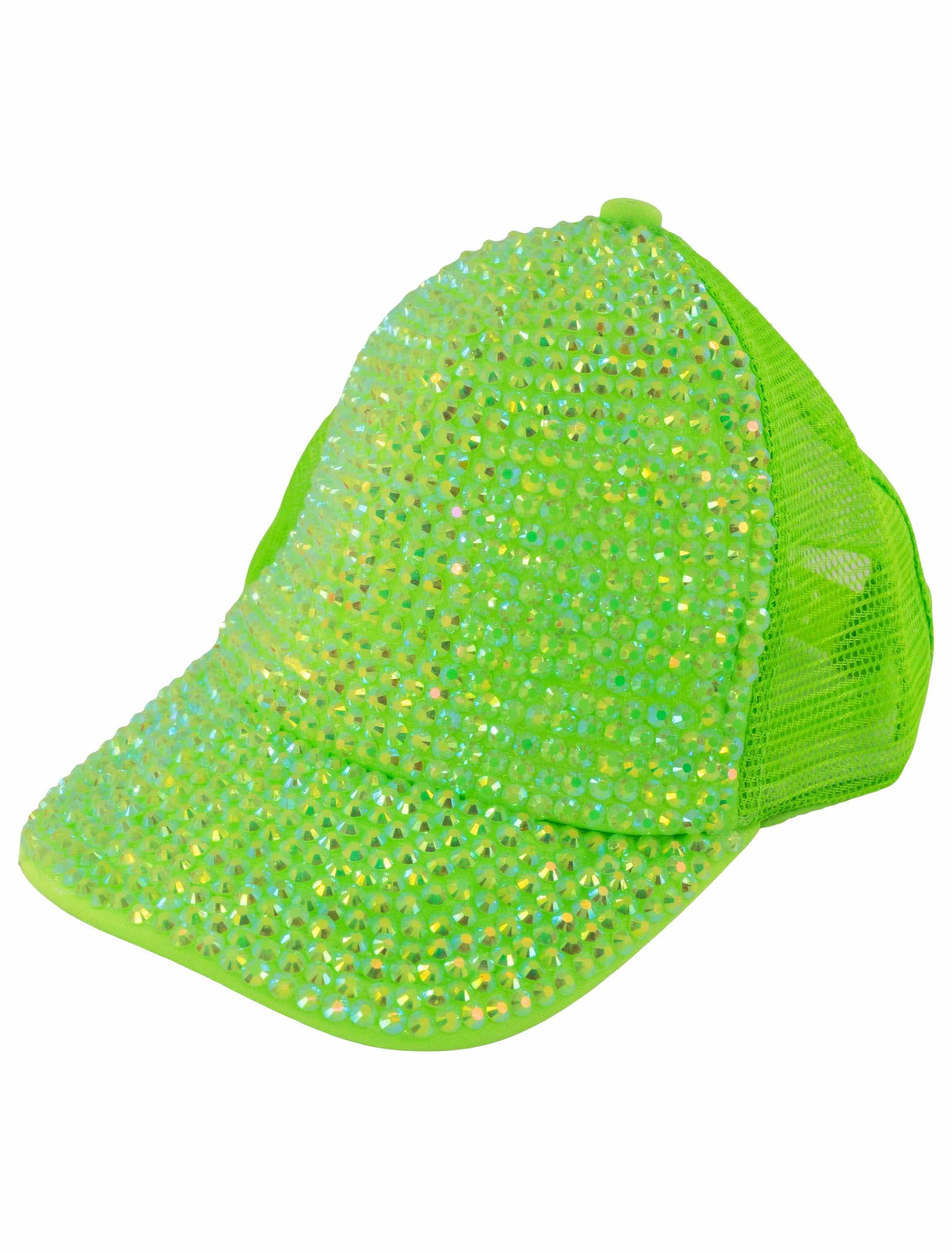 Baseball Cap mit Strass neongrün one size