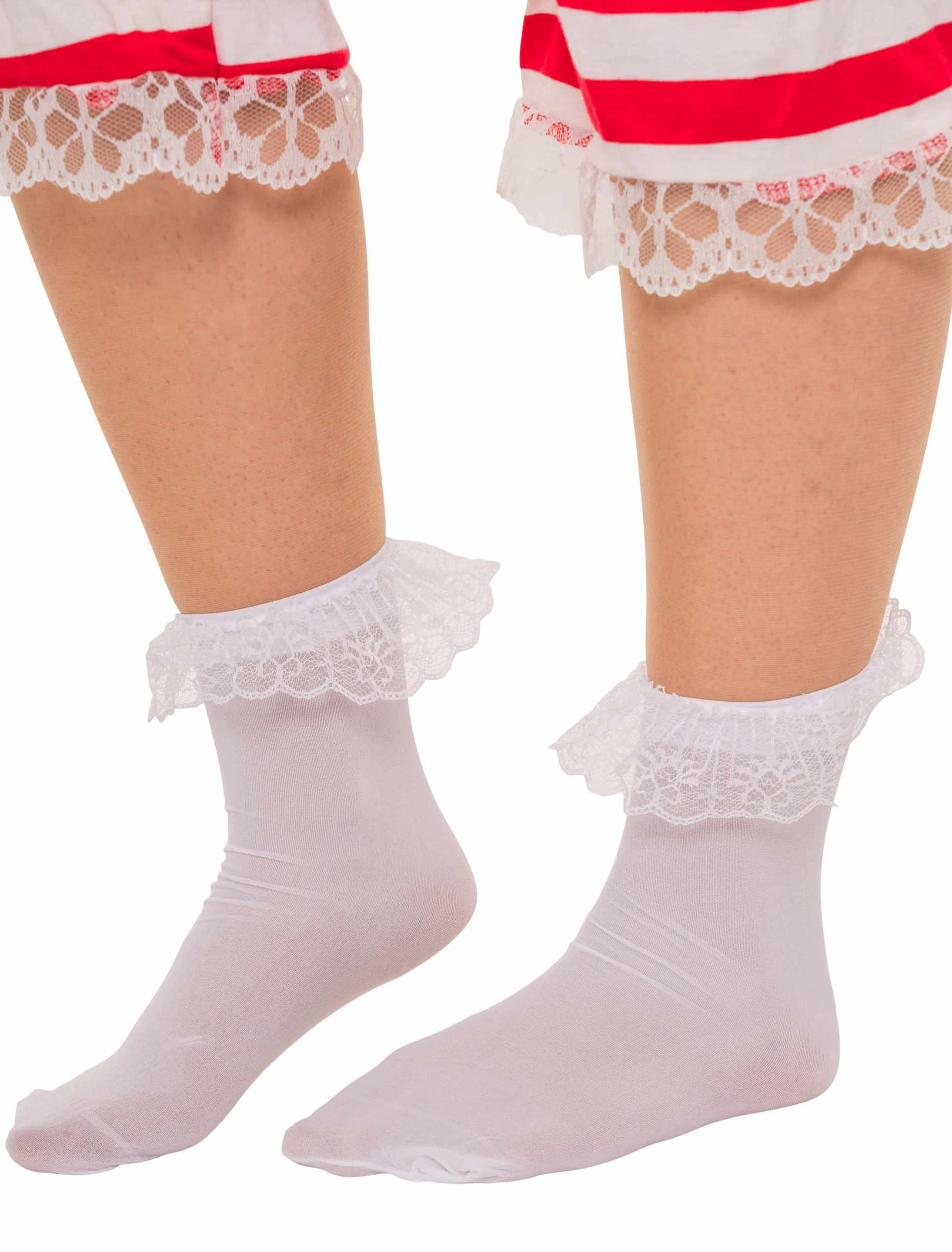 Socken mit Spitze und Schleife weiß one size