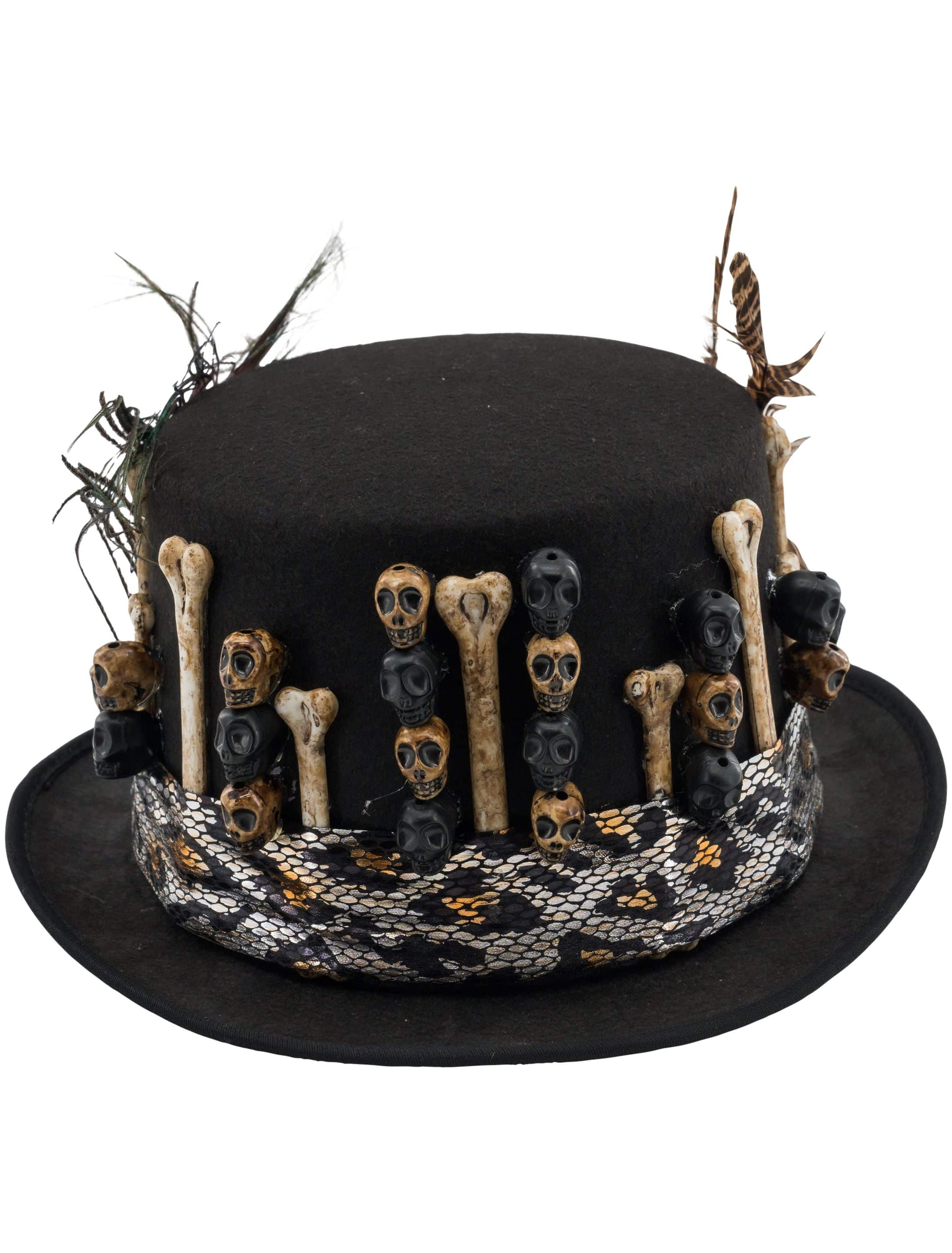 Hut mit Knochen und Totenköpfen schwarz one size