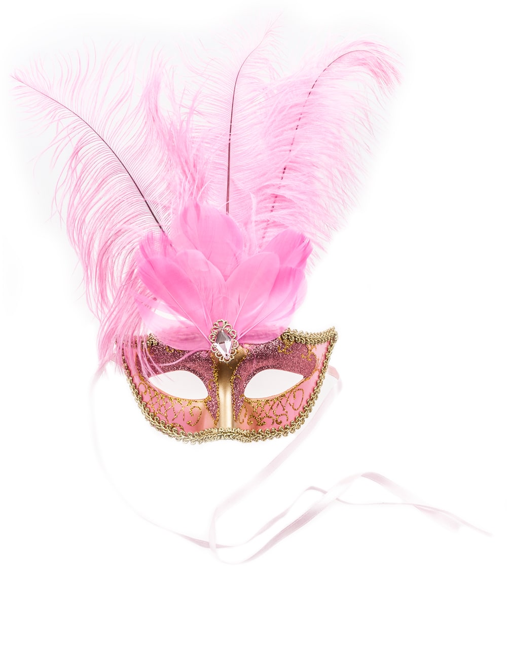 Maske mit Federn pink