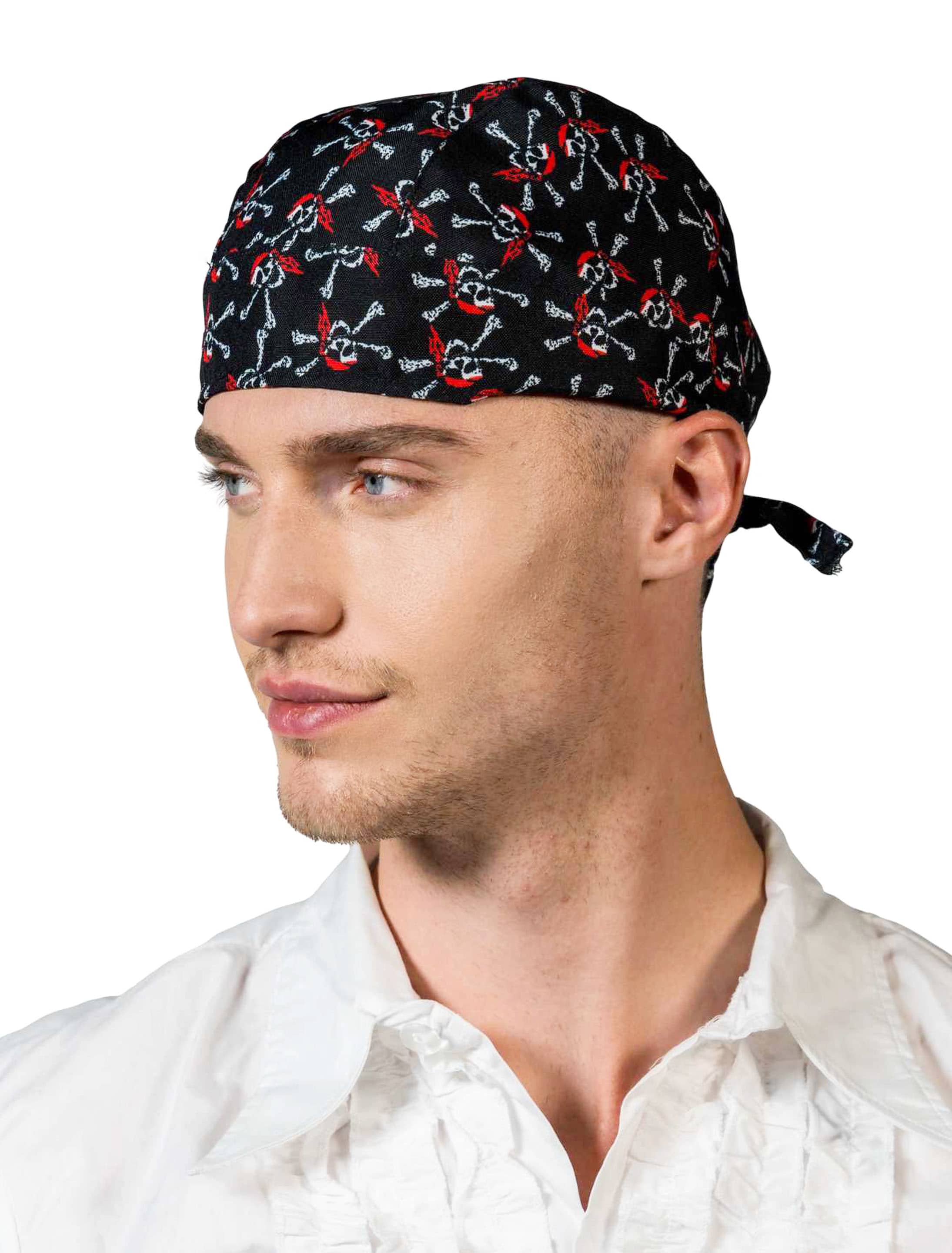 Bandana Pirat schwarz/weiß/rot