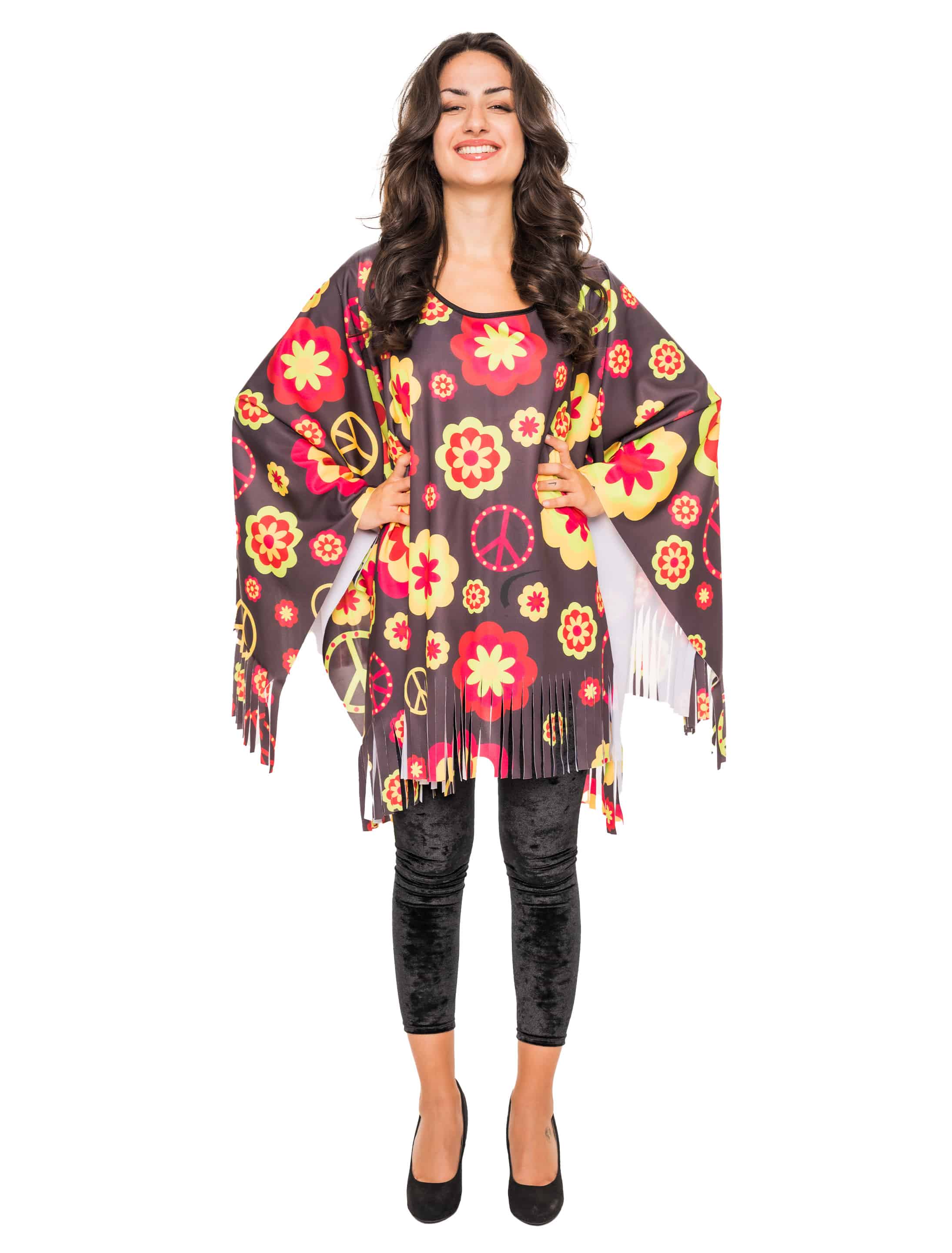 Poncho Blumen bunt one size