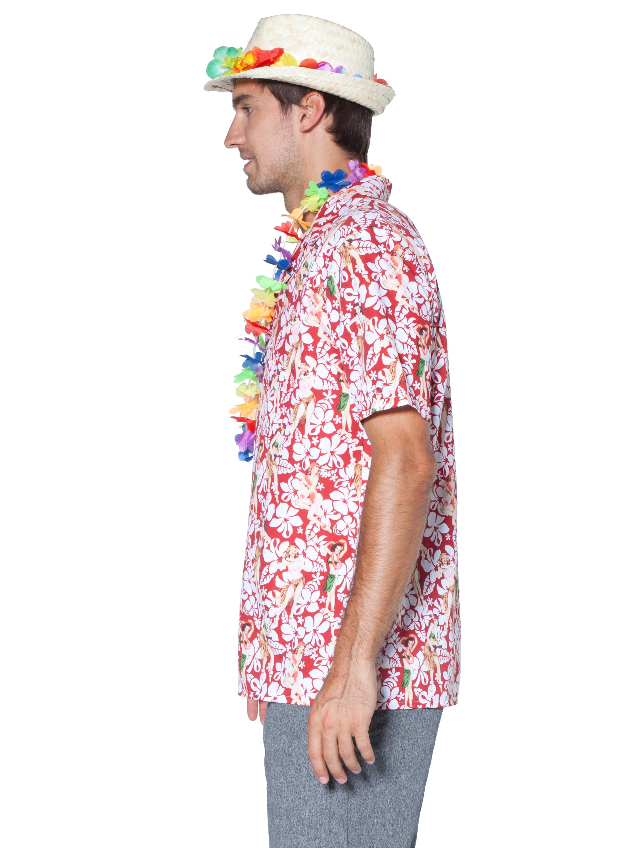 Hawaiihemd rot/weiß 3XL