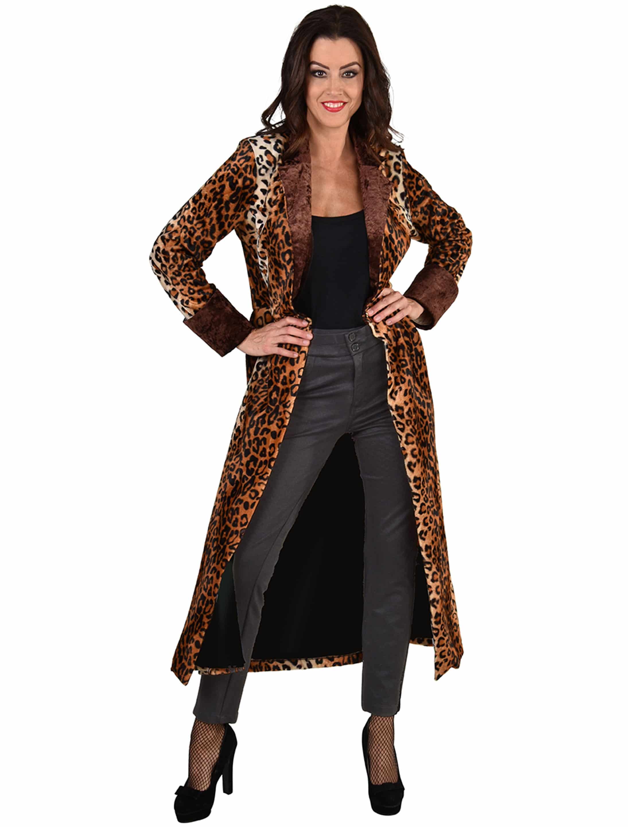 Mantel Leopard Damen schwarz/braun | L/XL m224816-041-014 | L/XL schwarz/braun 