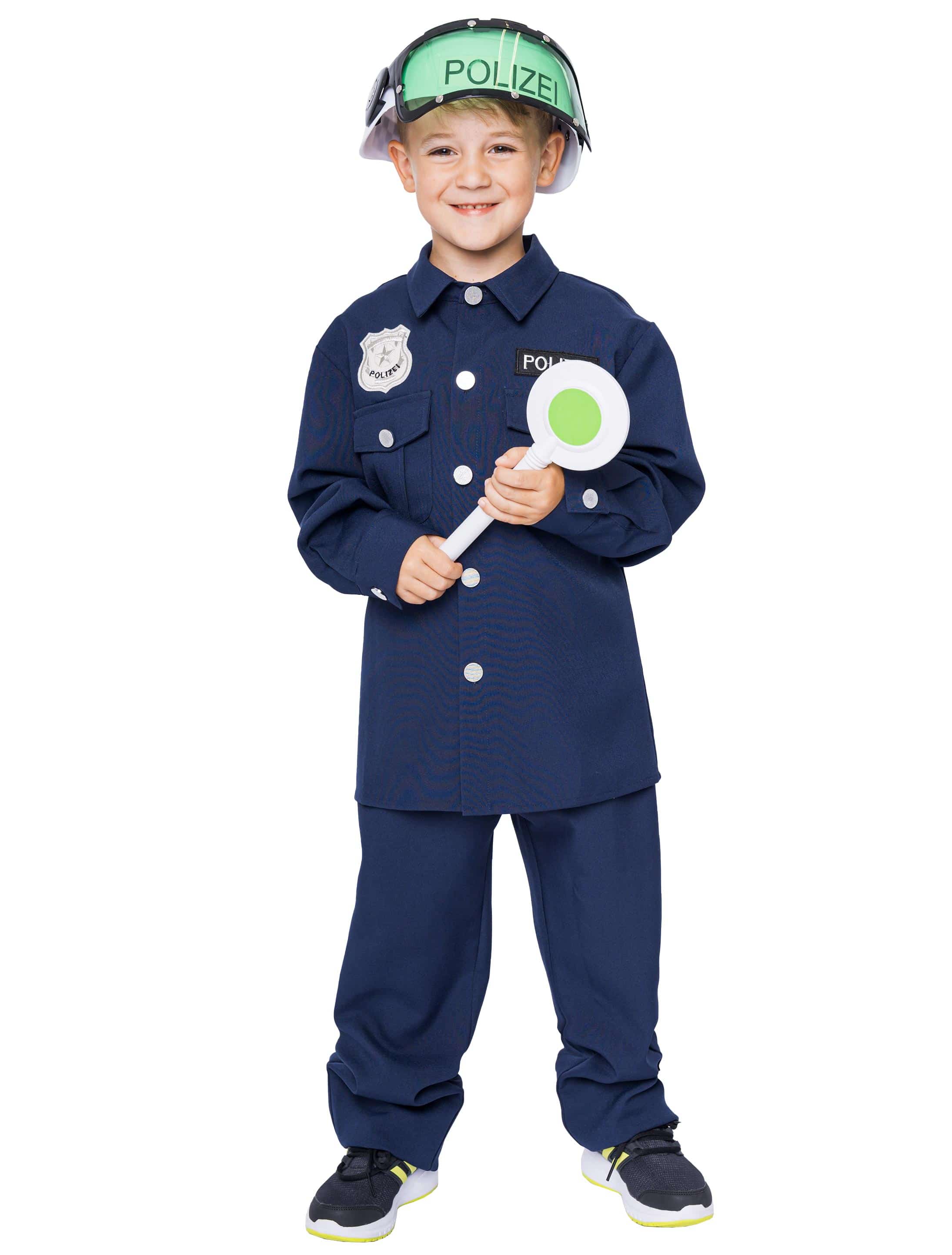 Polizei Kostüm für Kinder Neon-Jacke mit Aufschrift Polizei inkl